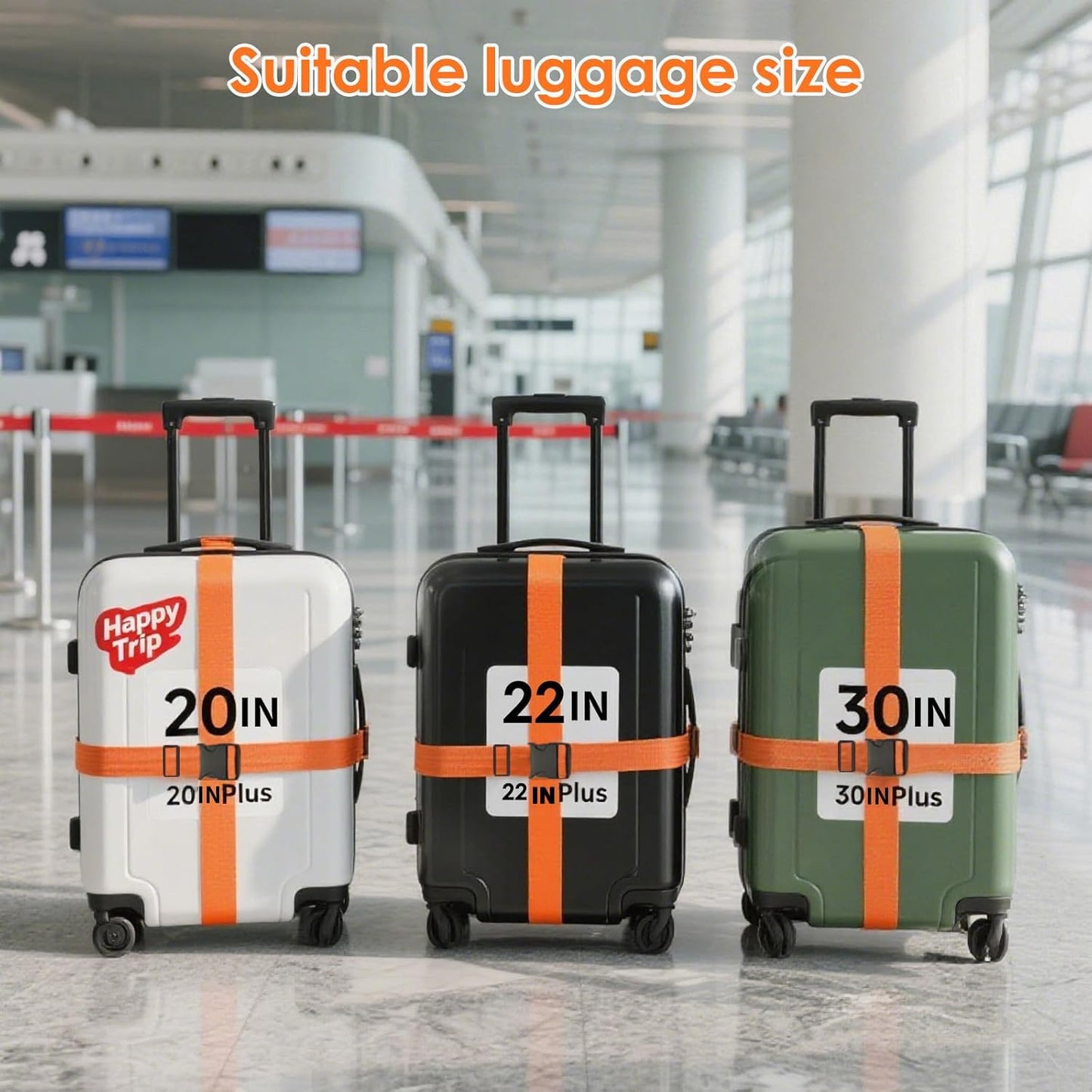 Adjustable Luggage Straps for Suitcases TSA Approved,6 Pack Suitcase Strap Travel Luggage Connector Belt for Bags,Luggage Tags for Suitcases，Luggage Straps to Connect Two Suitcases(Orange)