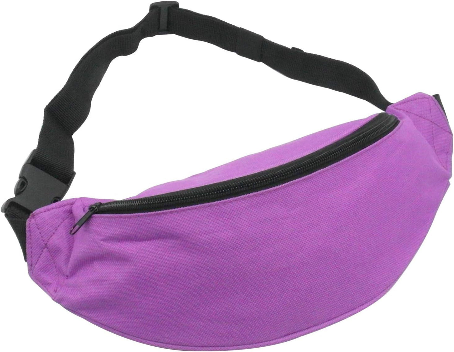 Unisex Men Women Fashion Sporty Multi-purpose 2-Zipper Waist Belt Bag Fanny Pack Adjustable Strap for Sport Hiking Traveling Passport Wallet (Purple)