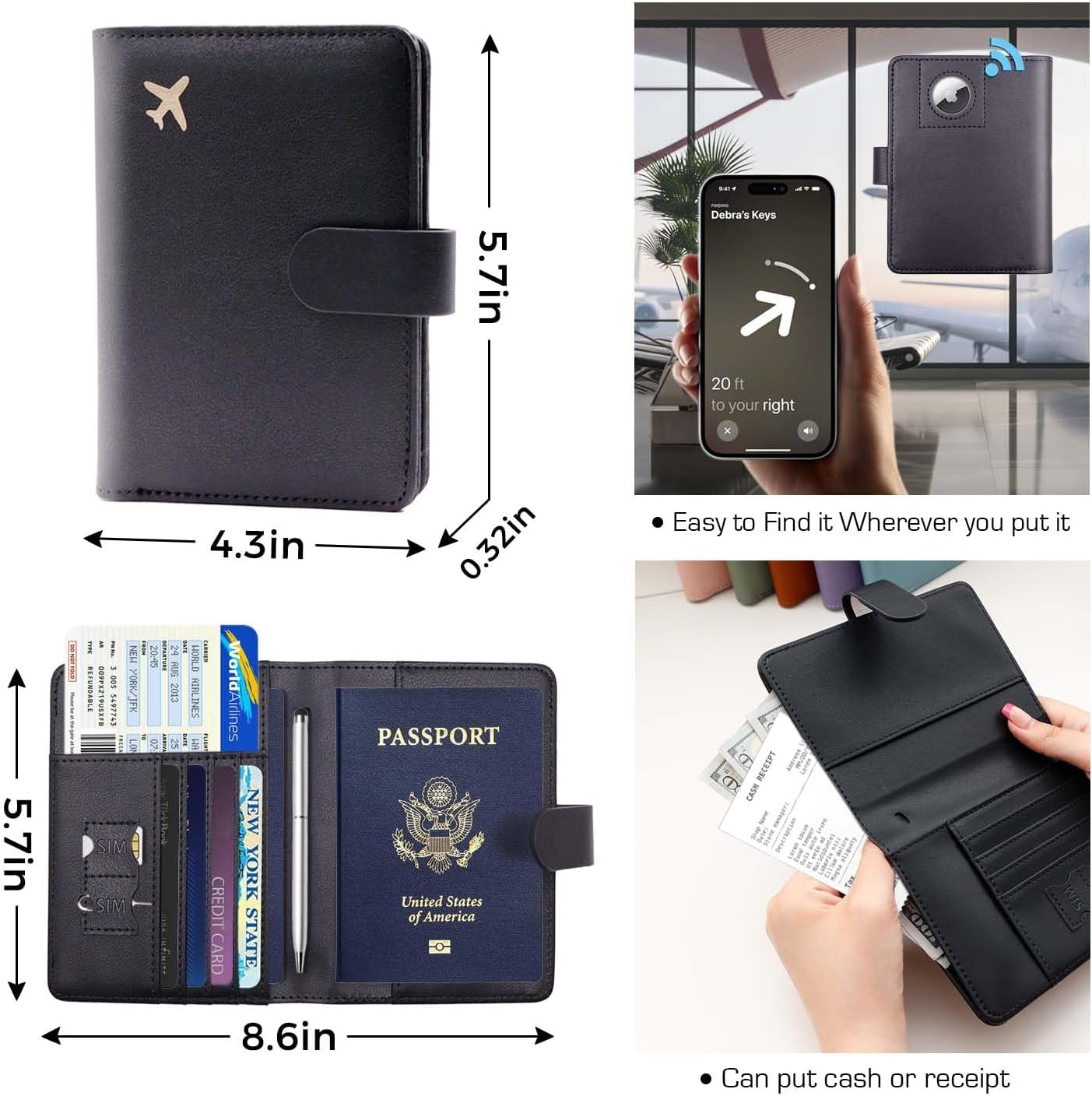 Melsbrinna Premium Leather Passport Holder Covers Case, Waterproof Rfid Blocking Travel Wallet Passport Holder with Pen Holder, Cute Passport Book for Women/Men