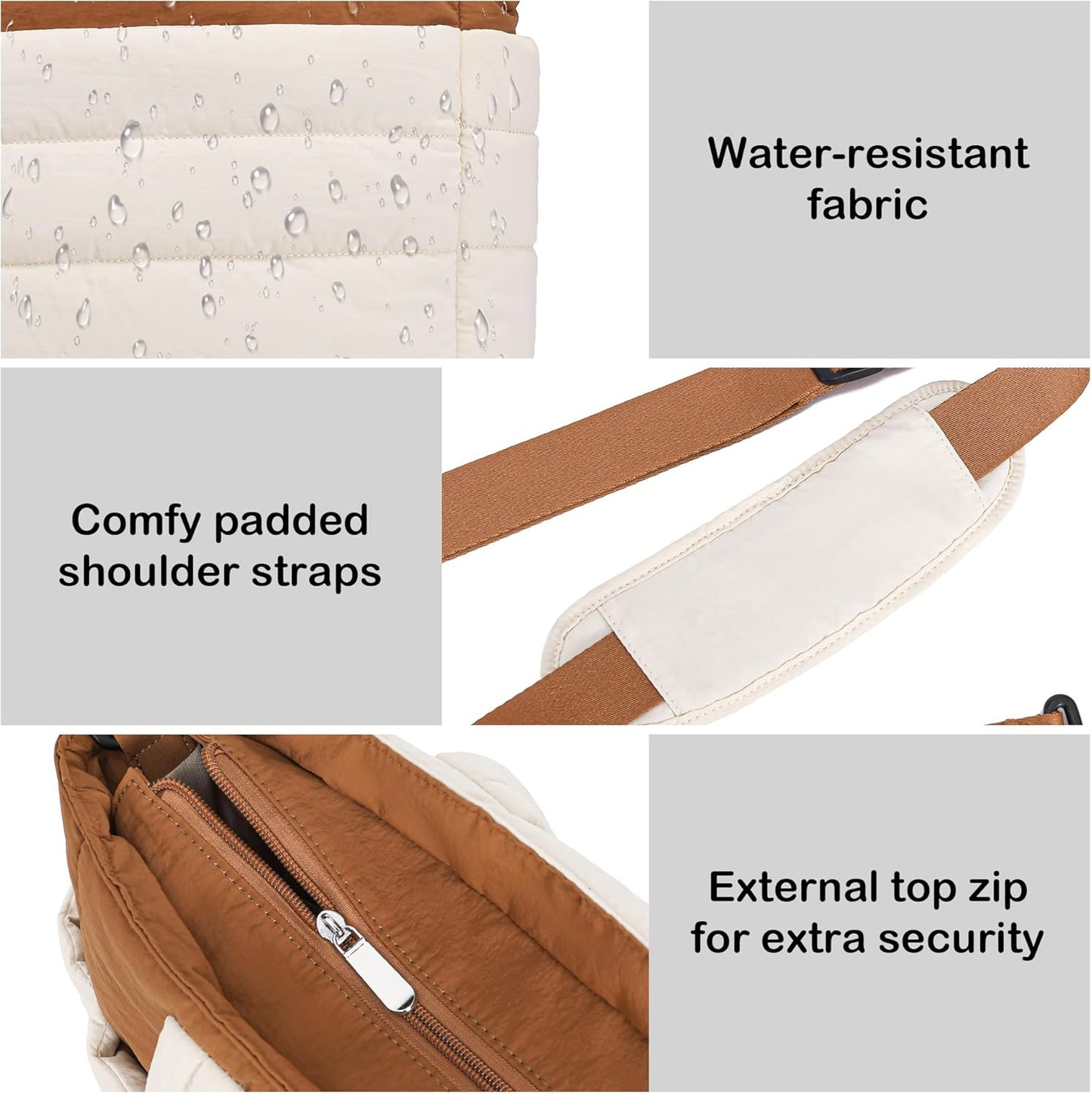 AOCINA Puffy Tote Bag for Women Quilted Work Bag Nurse Bags Women's Handbags for Travel