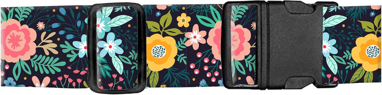 Luggage Straps for Suitcases, Adjustable Travel Belt, Durable Wide Luggage Strap, Cute Suitcase Strap Identifiers with Buckle, Bag Straps for Luggage, Colorful Cute Flowers