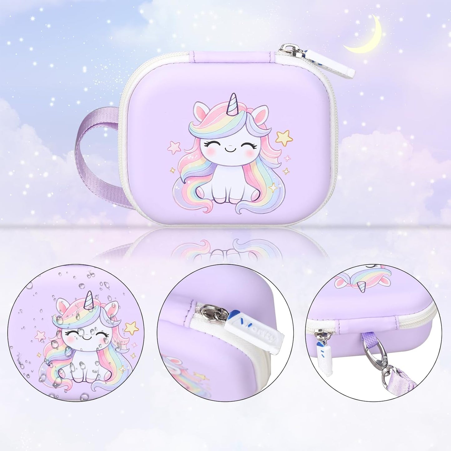 Kids Camera Case Compatible with MAVOKIS/Envyvip/Seckton/KIZJORYA/Goopow Digital Video Camera Toys Camcorder Storage Holder Carrying - Purple Unicorn(Case Only)