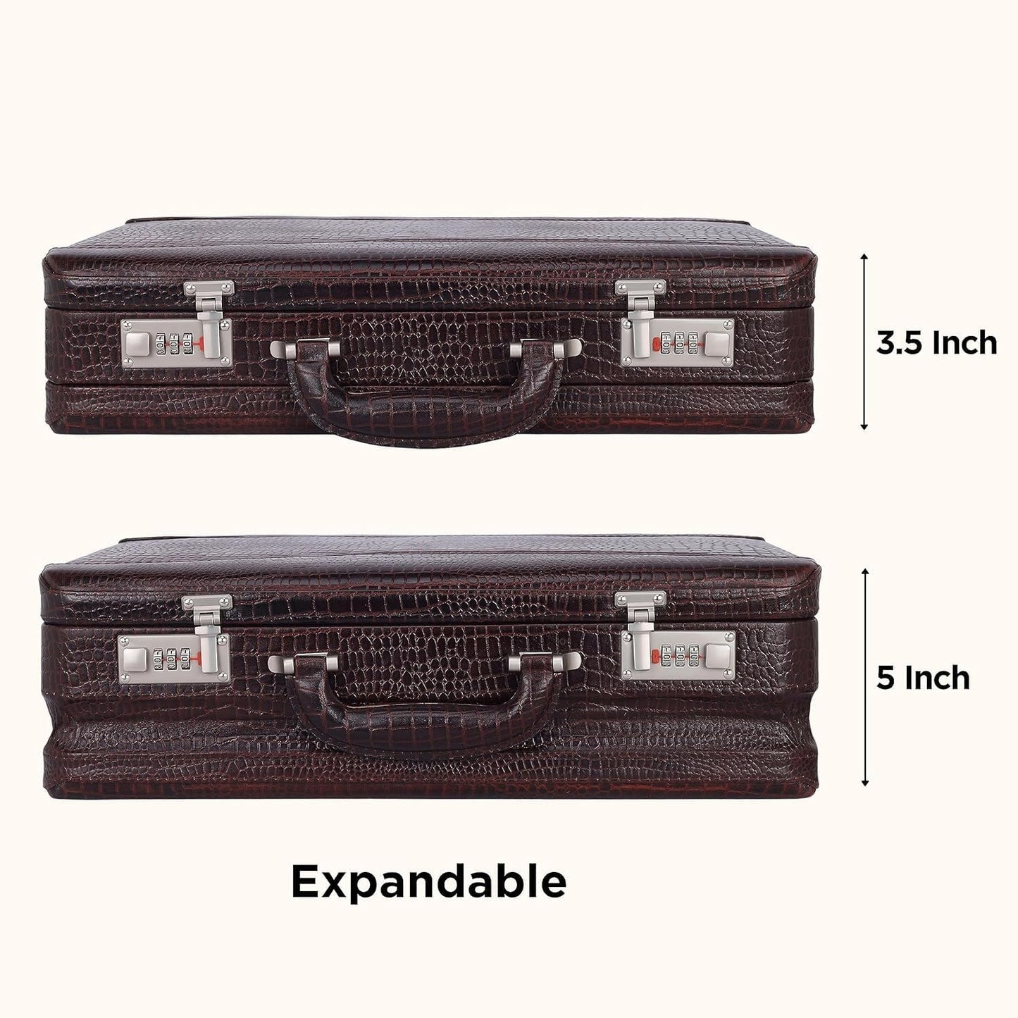 Full Grain Leather Briefcase Attache Case For Unisex Size L18 * W5 * H12 Inches Expandable