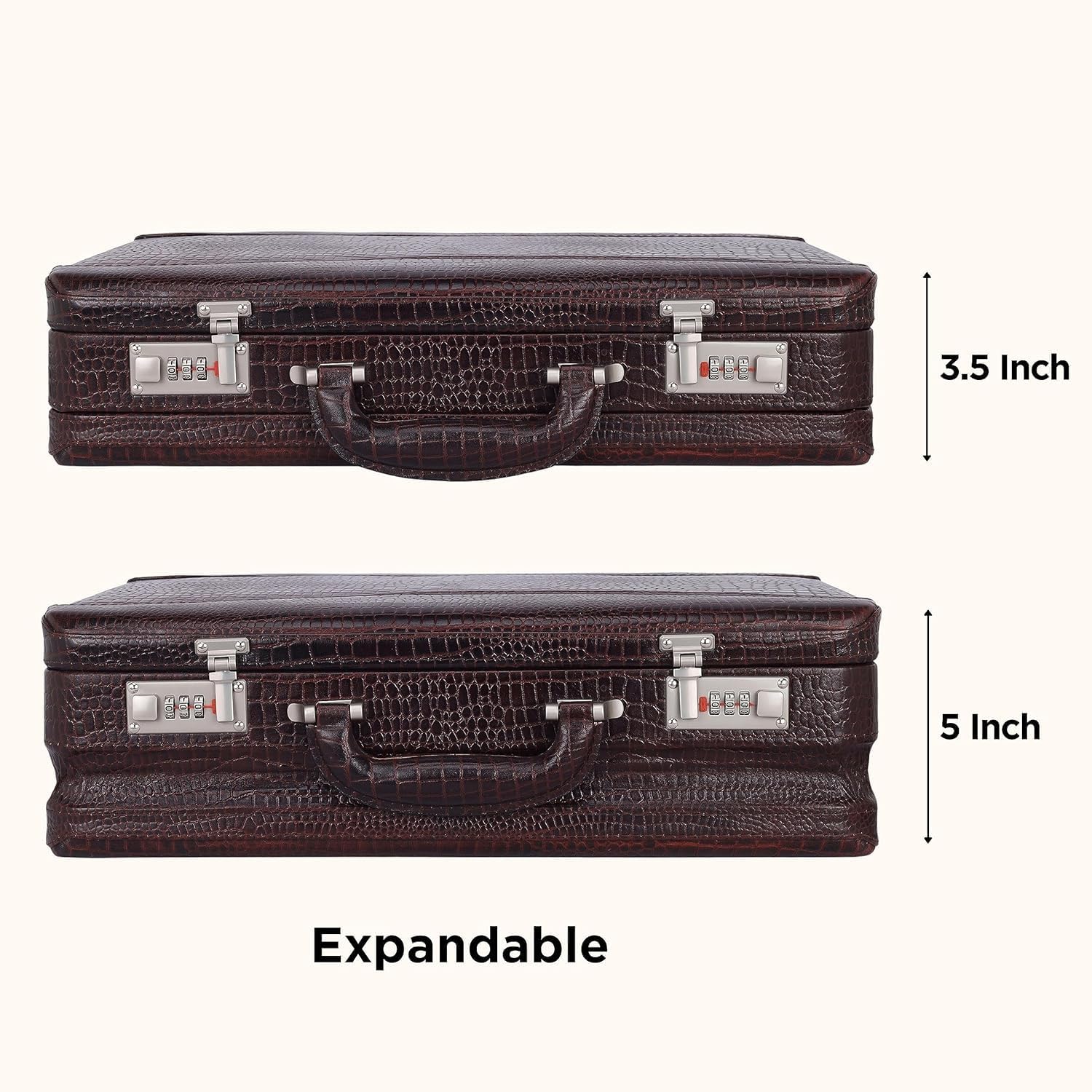 Full Grain Leather Briefcase Attache Case For Unisex Size L18 * W5 * H12 Inches Expandable