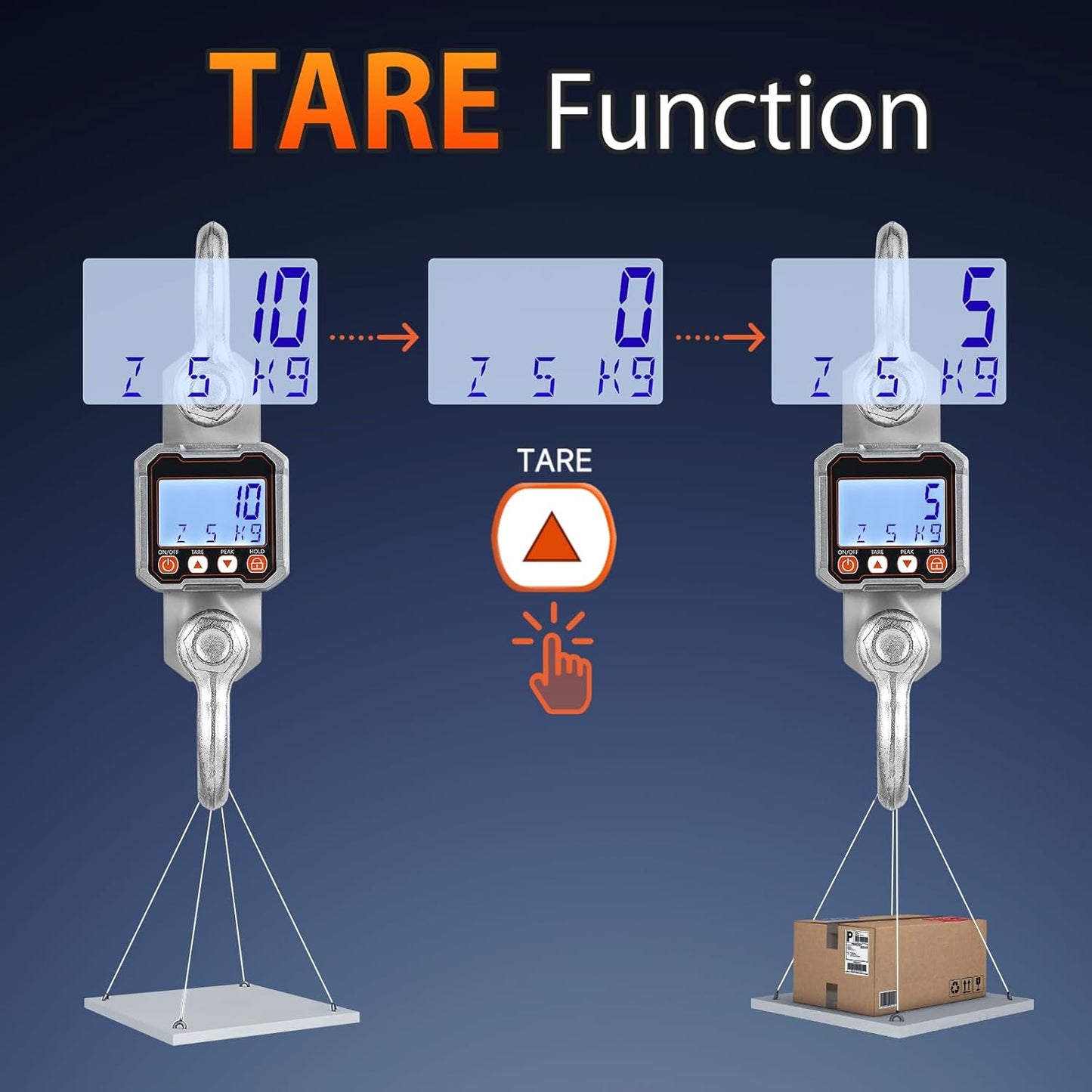 Bonvoisin Digital Crane Scale 22000lb Hanging Scale Heavy Duty Industrial Hanging Weight Scale with Peak Function (10000KG)