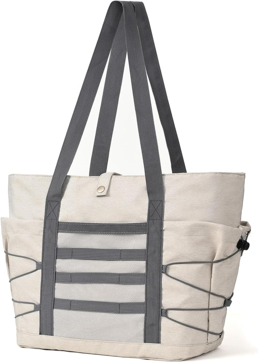 Travel Tote Bags for Women - Foldable Beach Bag Waterproof Zipper Gym Sports Shopping Bag with Trolley Sleeve