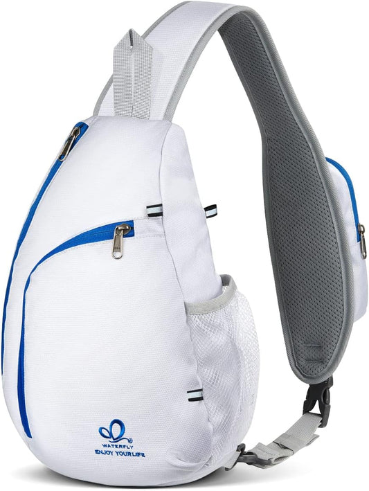 WATERFLY Crossbody Sling Bag Small Water Resistant Backpack Lightweight Shoulder Chest Daypack for Men Women Hiking Travel