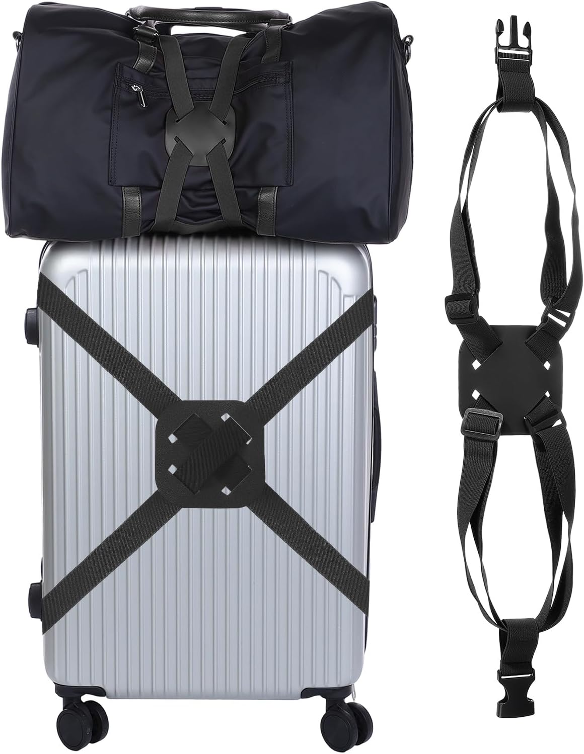 Adjustable Luggage Straps, Suitcase Elastic Strap Bag Bungee with Buckles Travel Accessories - Fitting for(Travel/Add A Bag/Securing Luggage), 27-66 Inch & Black