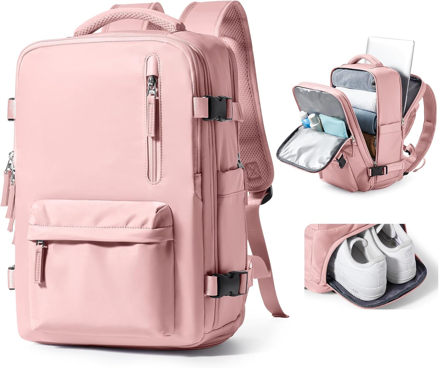 VGCUB Large Travel Backpack Bag for Women Men,Carry on Backpack,17 Inch Laptop Business Work Waterproof Backpack with Laptop Compartment,Person Item Flight Approved,Mochila de Viaje,Pink