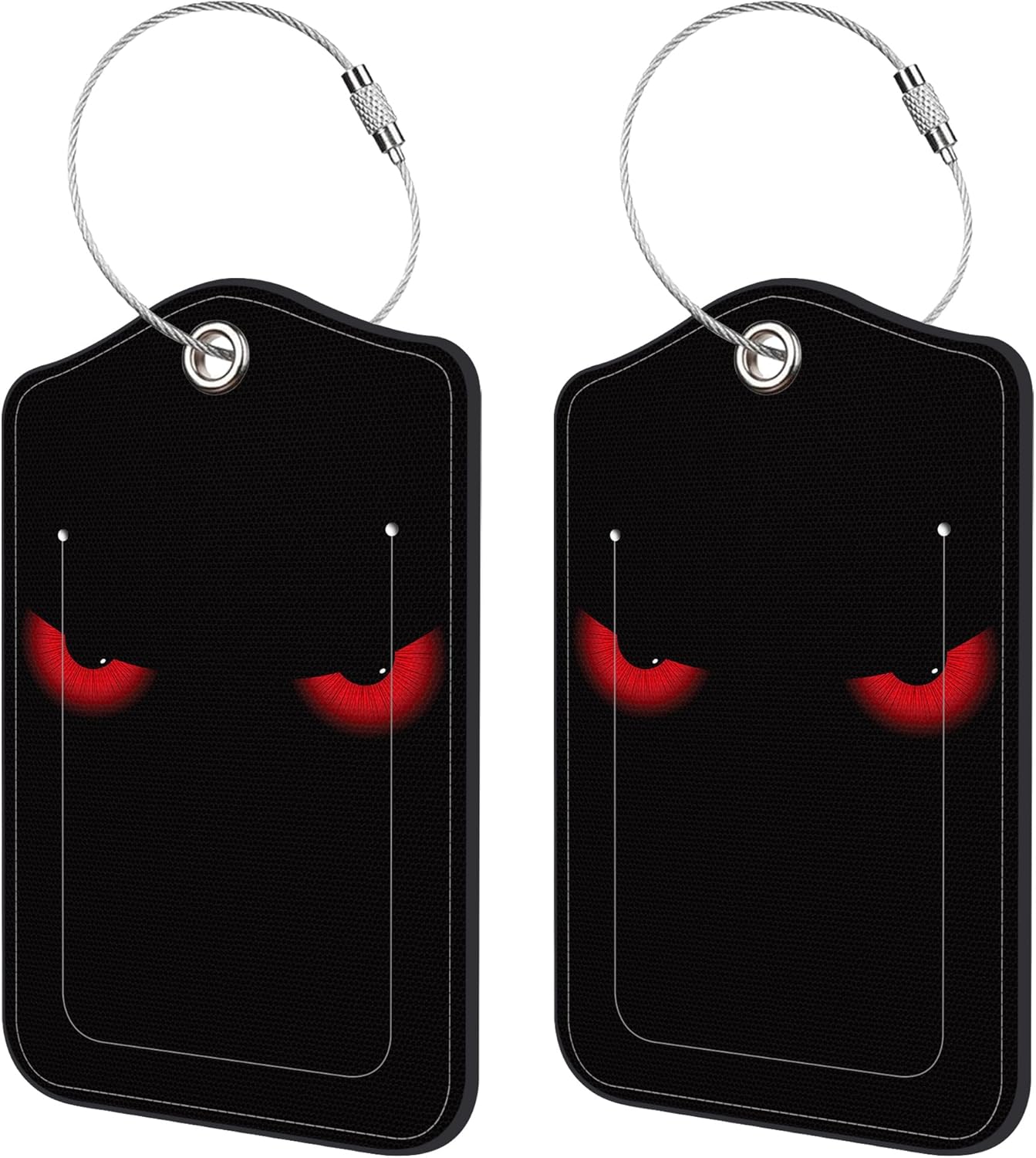 2 Pack Luggage Tags,Scary Eyes PU Leather Idea Baggage Tag with ID Labels Privacy Cover Metal Ring Men and Women Travel Bag Labels