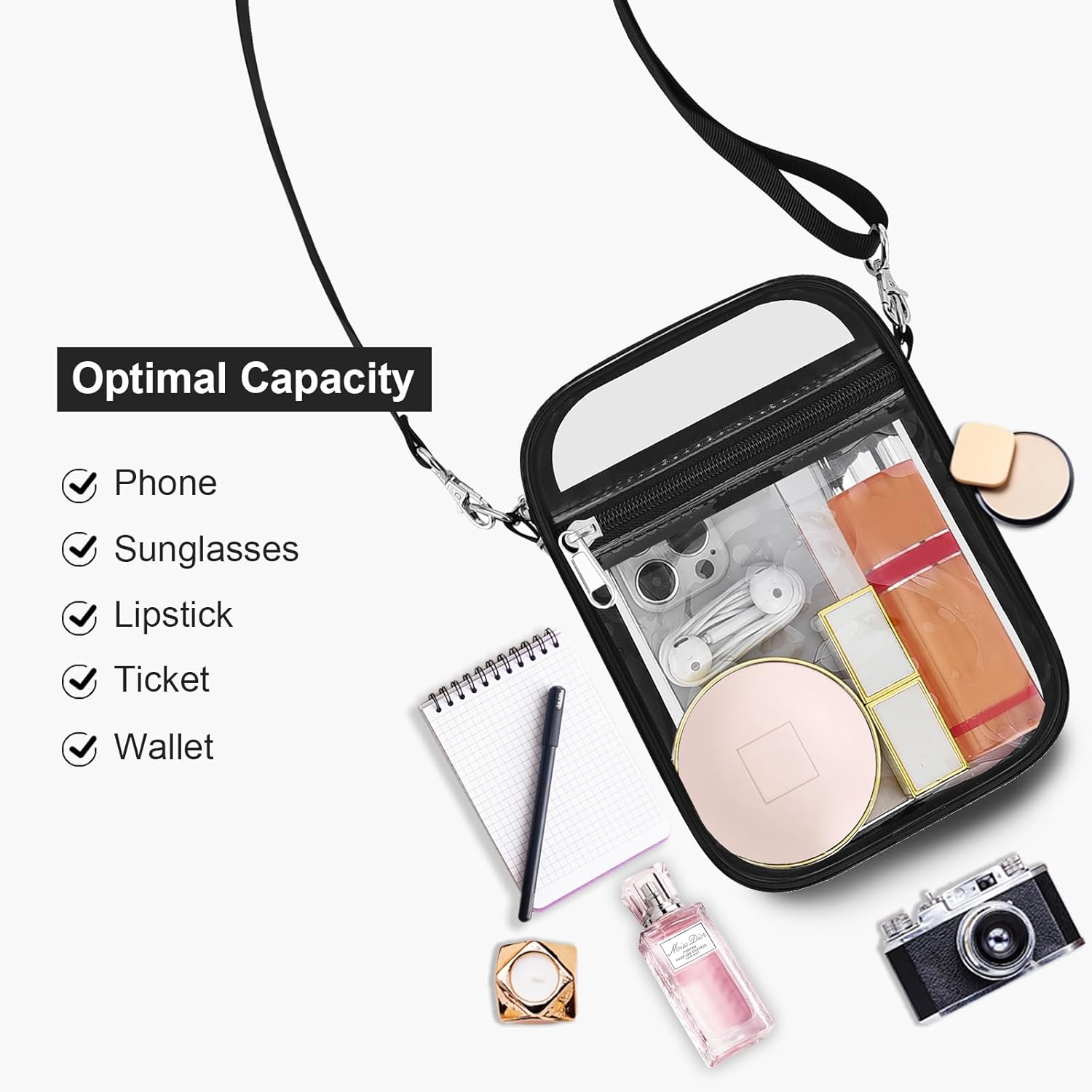 USPECLARE Clear Purse Stadium Transparent Messenger Bag Stadium Approved for Men and Women Clear