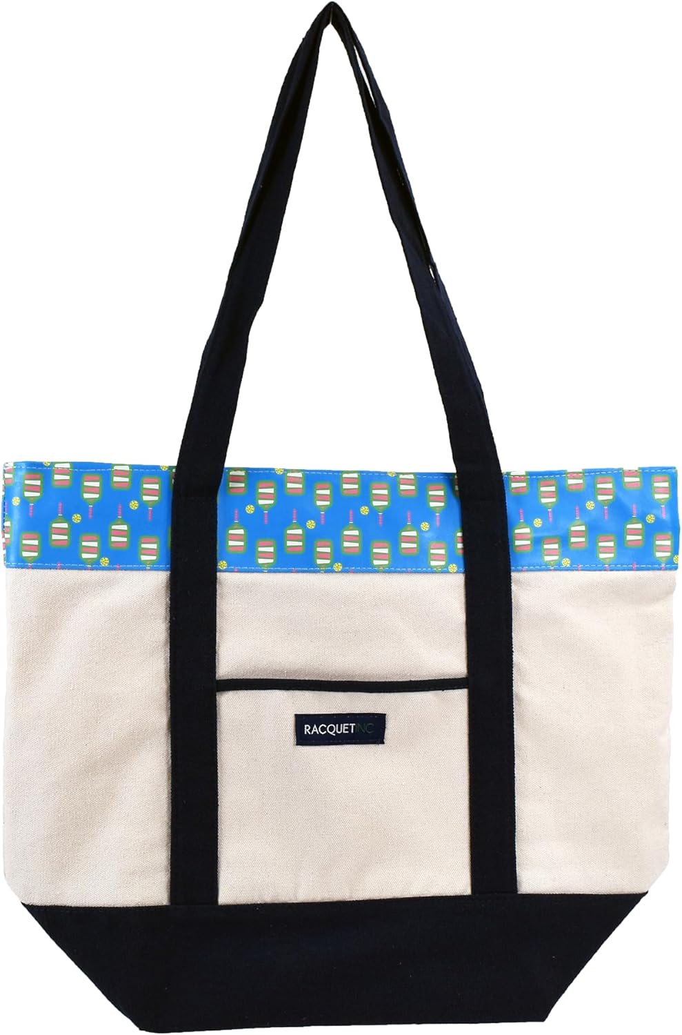 The Off-Court Pickleball Carryall Tote Bag – Stylish Canvas Tote with Blue Pattern, Zippered