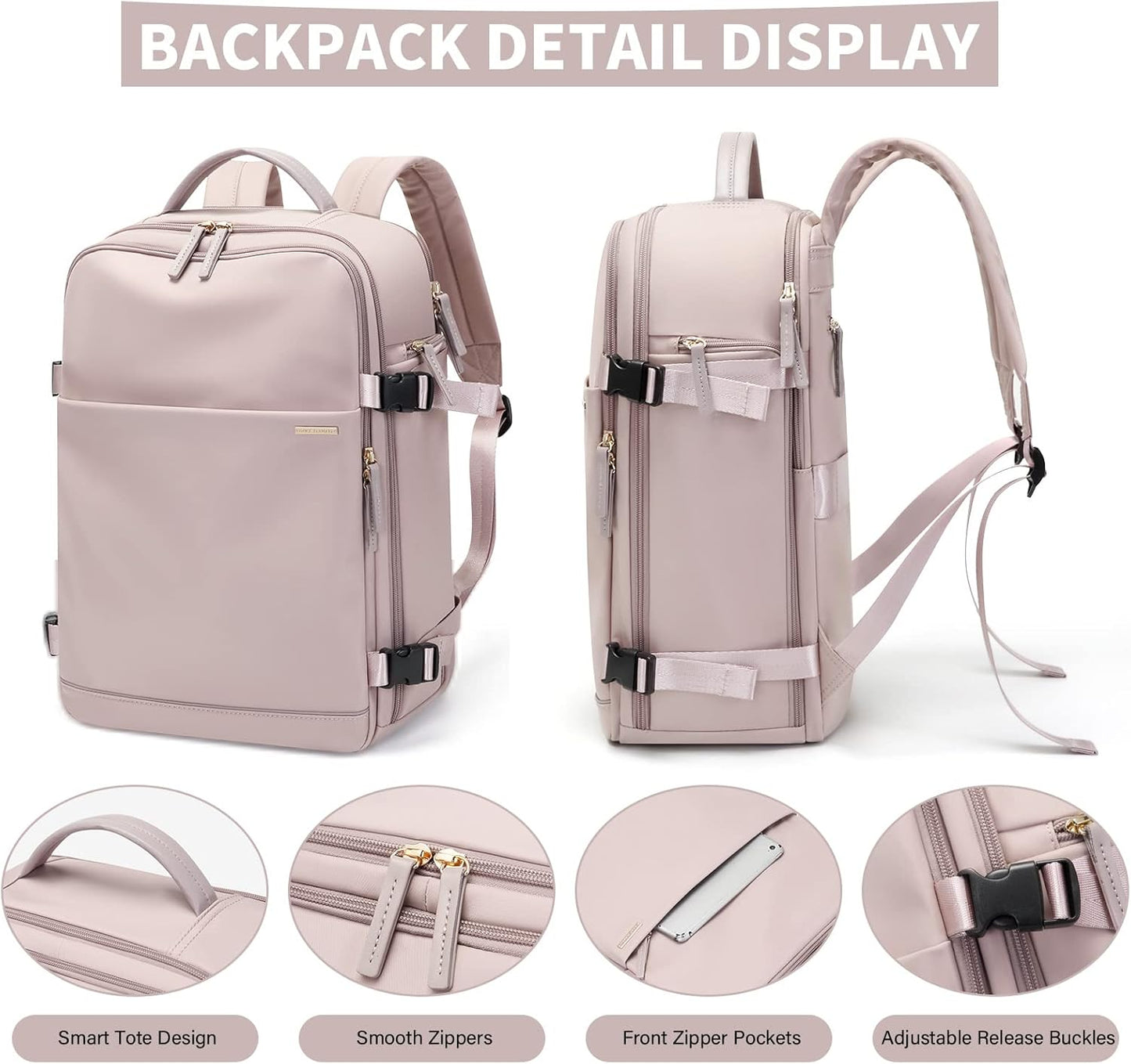 GOLF SUPAGS Laptop Backpack with Separate Laptop Compartment Fits 15.6 Inch Notebook Large Capacity Computer Bag for Women Work Travel College Backpacks (Pink)