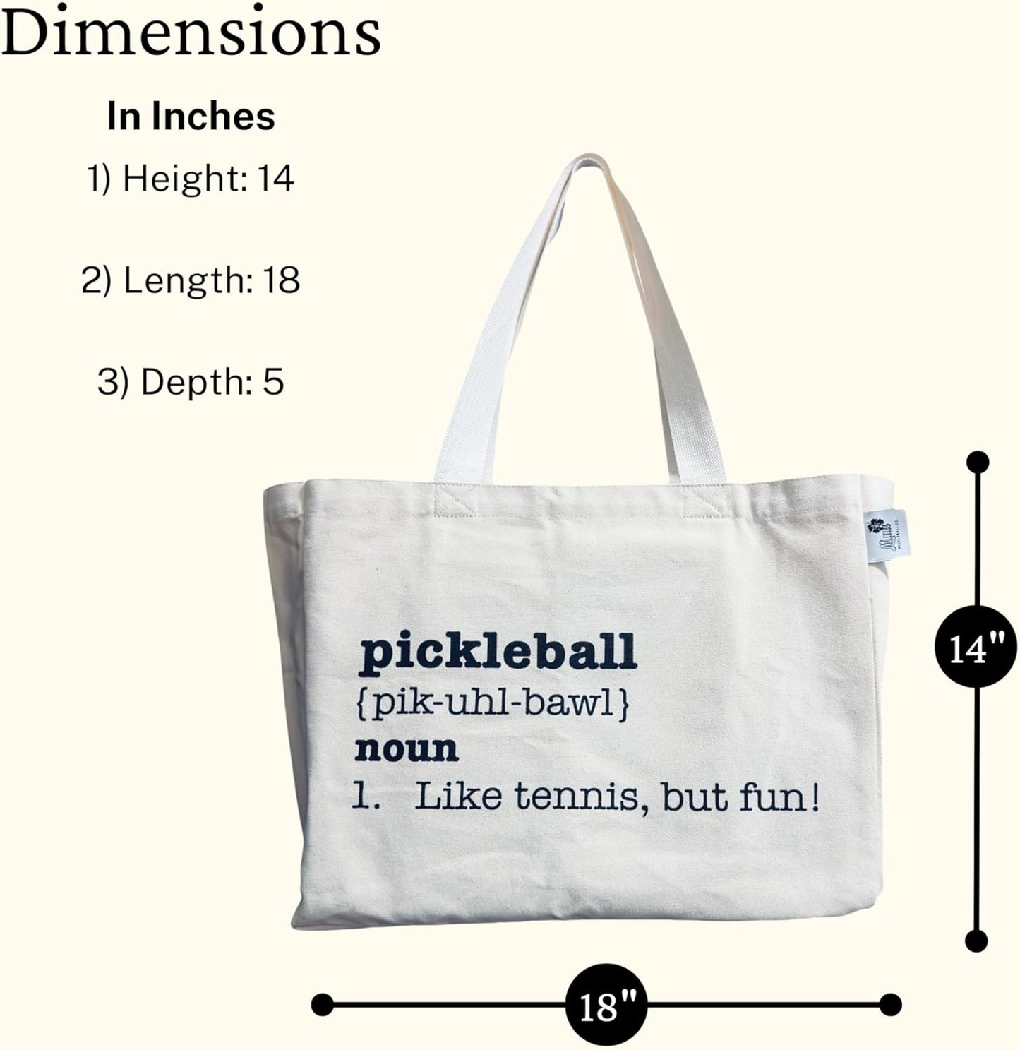 Large Canvas Pickleball Tote - Sustainable, Funny & Cute Grocery Bag