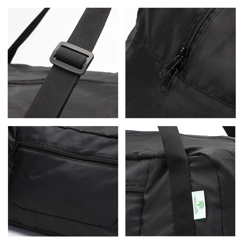HOLYLUCK Foldable Travel Duffel Bag Luggage for Gym - black