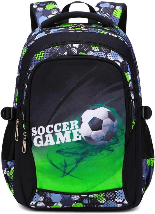 Boys Backpack Elementary School Bookbag Waterproof Durable Sturdy Kids Schoolbag Casual Travel Daypack (Green)