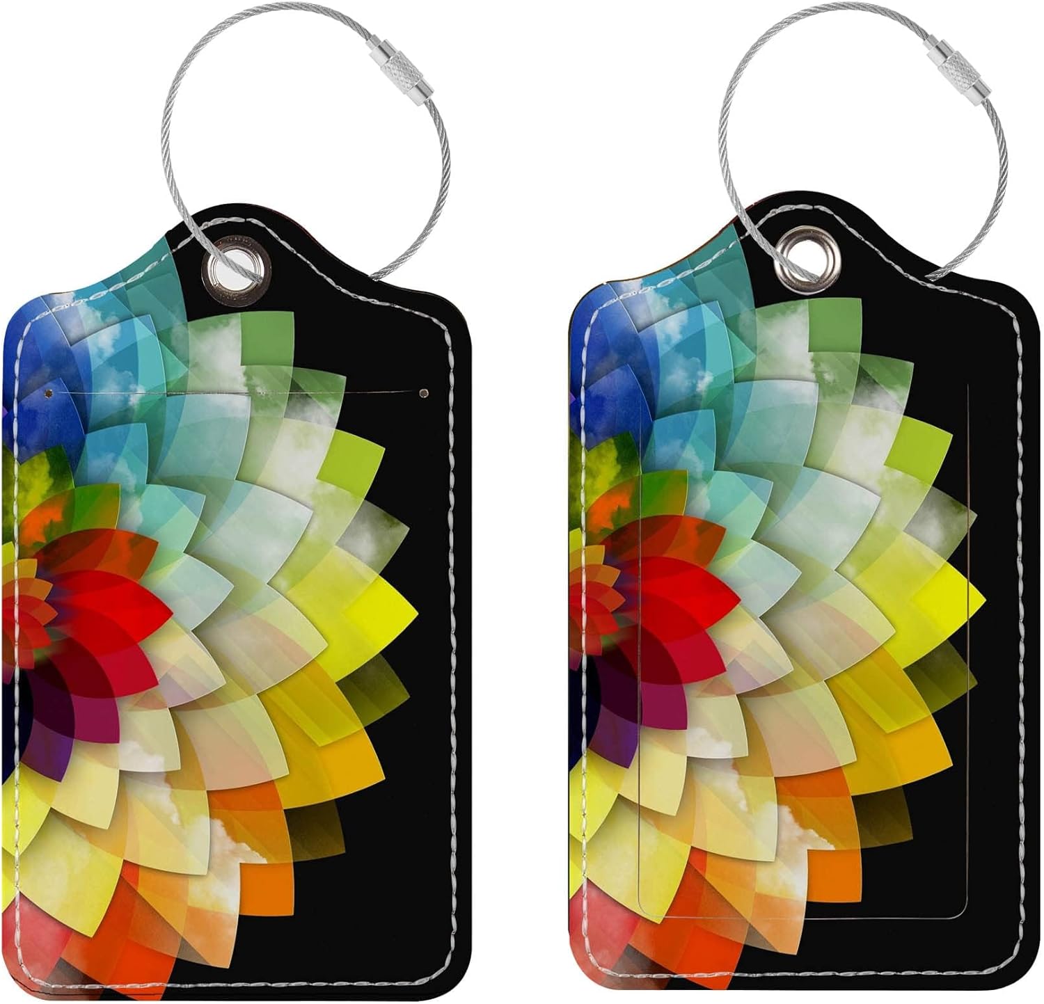 Luggage Tags for Suitcases, 2 Pack Cute PU Leather Suitcase Tag Identifiers TSA Approved with