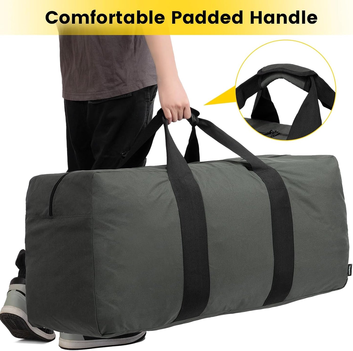 Vorspack Extra Large Duffle Bag for Travel - 200L Duffel Bag for Men Gear Bag for Storage Foldable Weekender Bag for Overnight Camping - Grey