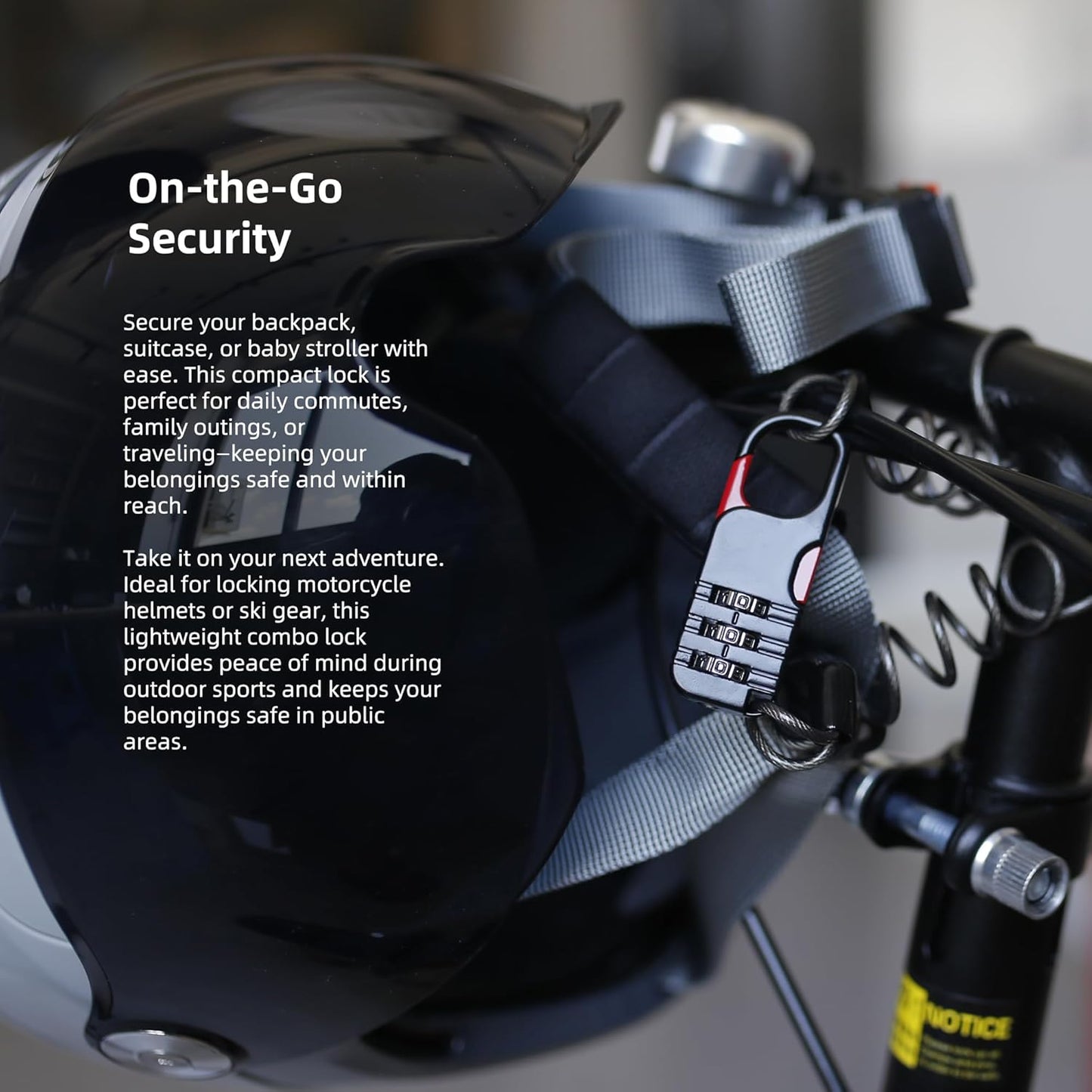 Small Combination Lock with Retractable Cable (36in/91cm), Thin Cable Locks with Combination Code