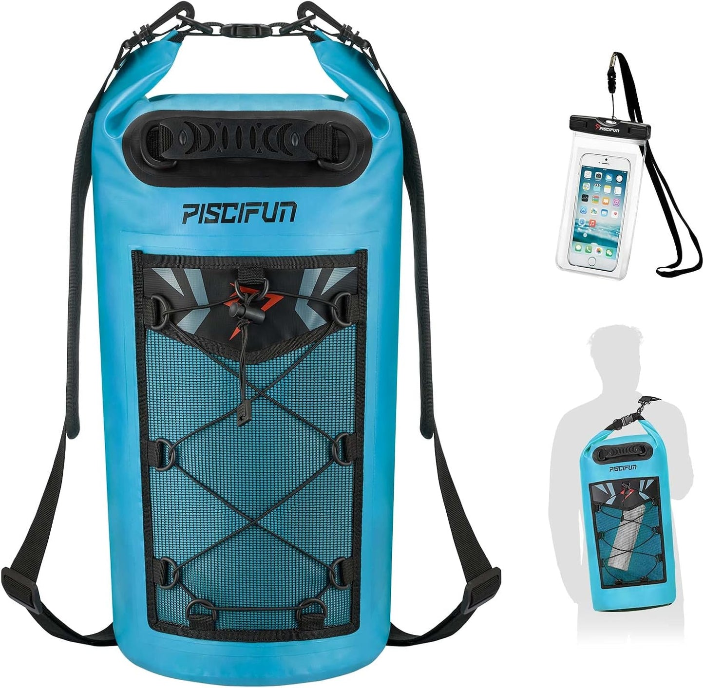 Piscifun Dry Bag, Waterproof Floating Backpack 10L/20L/30L/40L with Waterproof Phone Case for Boating, Kayaking, Fishing