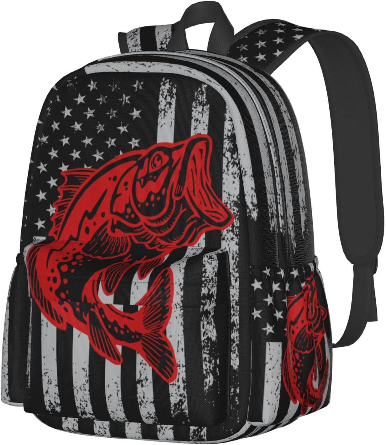 Fish Flag Backpack School Bag Lightweight Bookbag Laptop Travel Daypack For Kids Girls Boys Teens