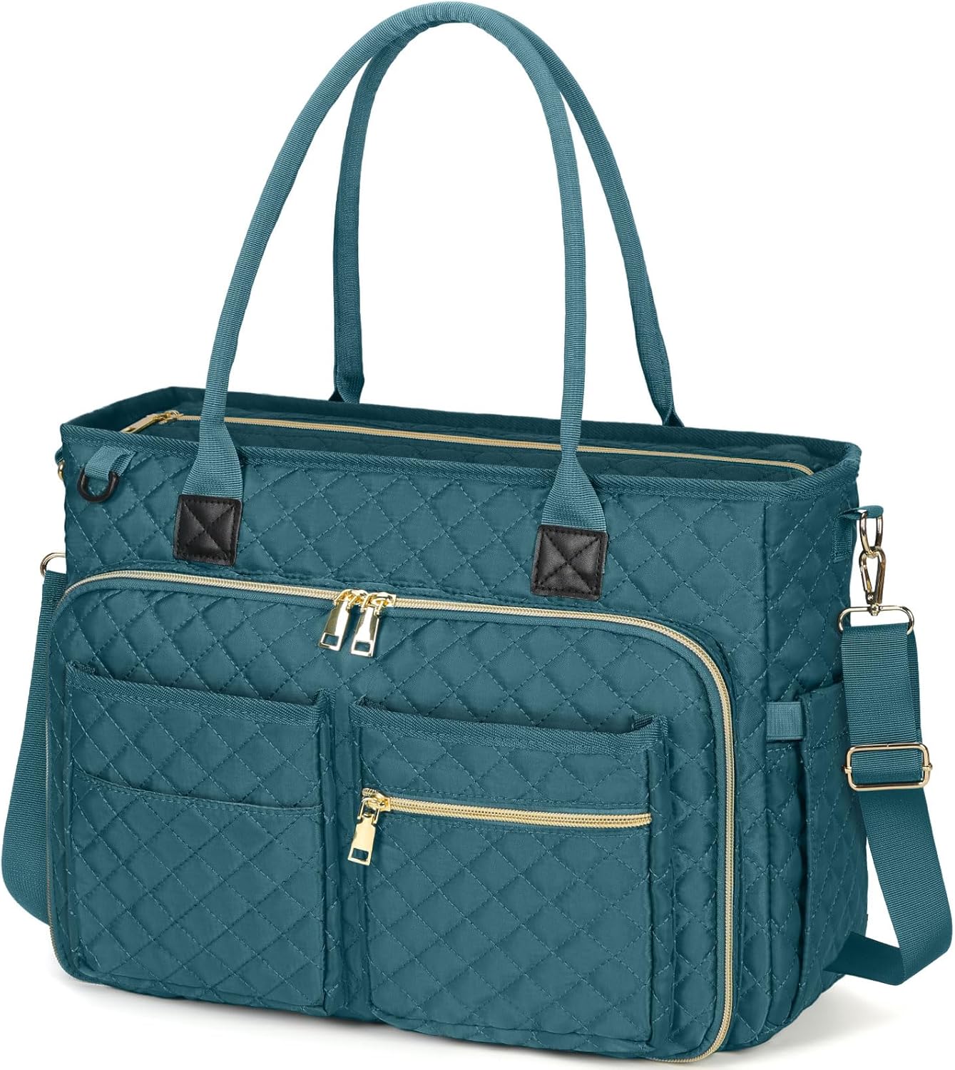 RAINSMORE Teacher Tote Bag 17.3 inch Laptop Bag for Women Work Bags Laptop Tote Nurse Bag Professional Computer Messenger with Insulated Pocket Briefcase, Teal