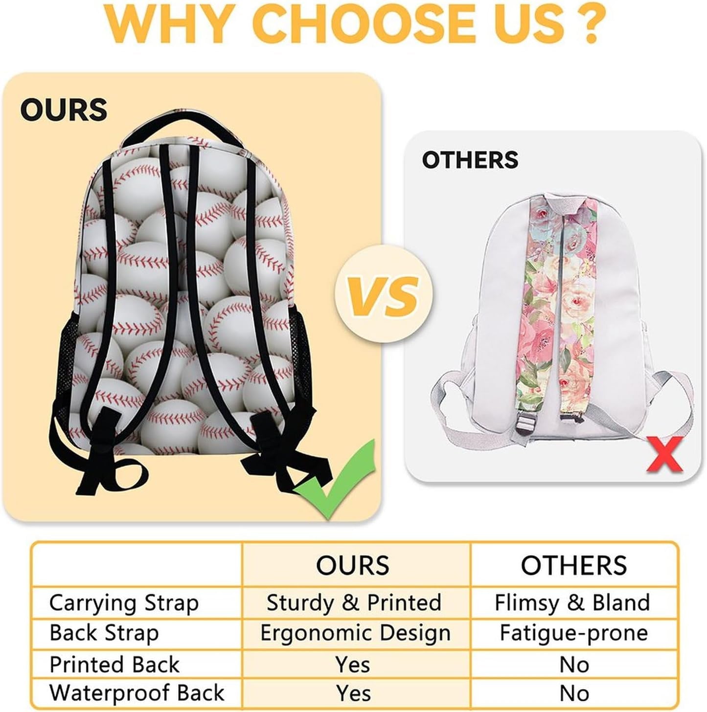 Baseball Backpack for Boys, 16 Inch Sports Theme Backpack for School, Adjustable Straps, Durable, Lightweight Bookbag for Kids