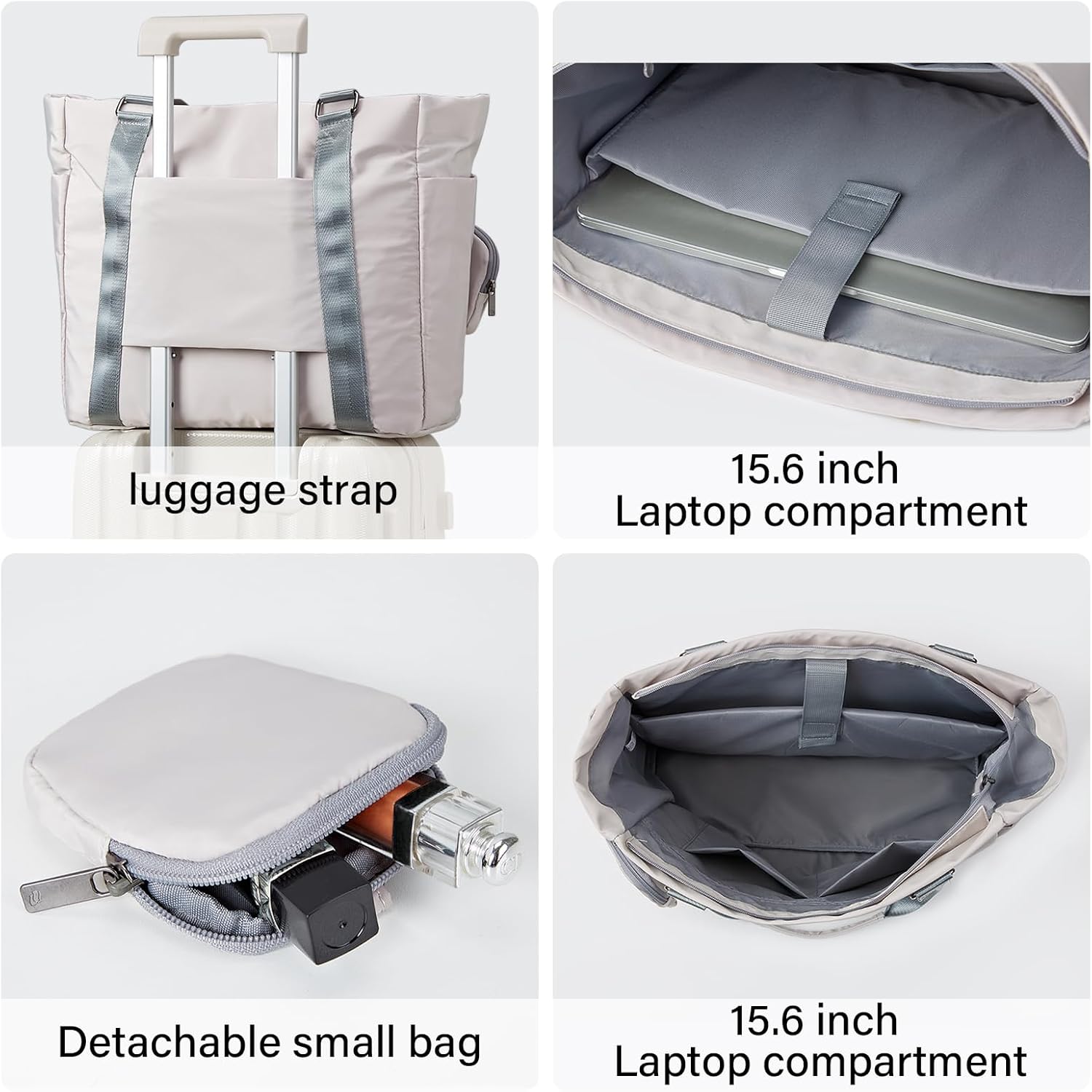 Hanke Laptop Tote - Lightweight Nylon Shoulder Bag for Work, Travel, Sports & Gym - Dune Grey
