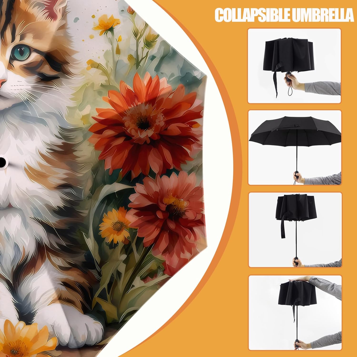 Small Compact Travel Automatic Folding Umbrella for Women, Portable Lightweight, Rain, Wind, UV Sun
