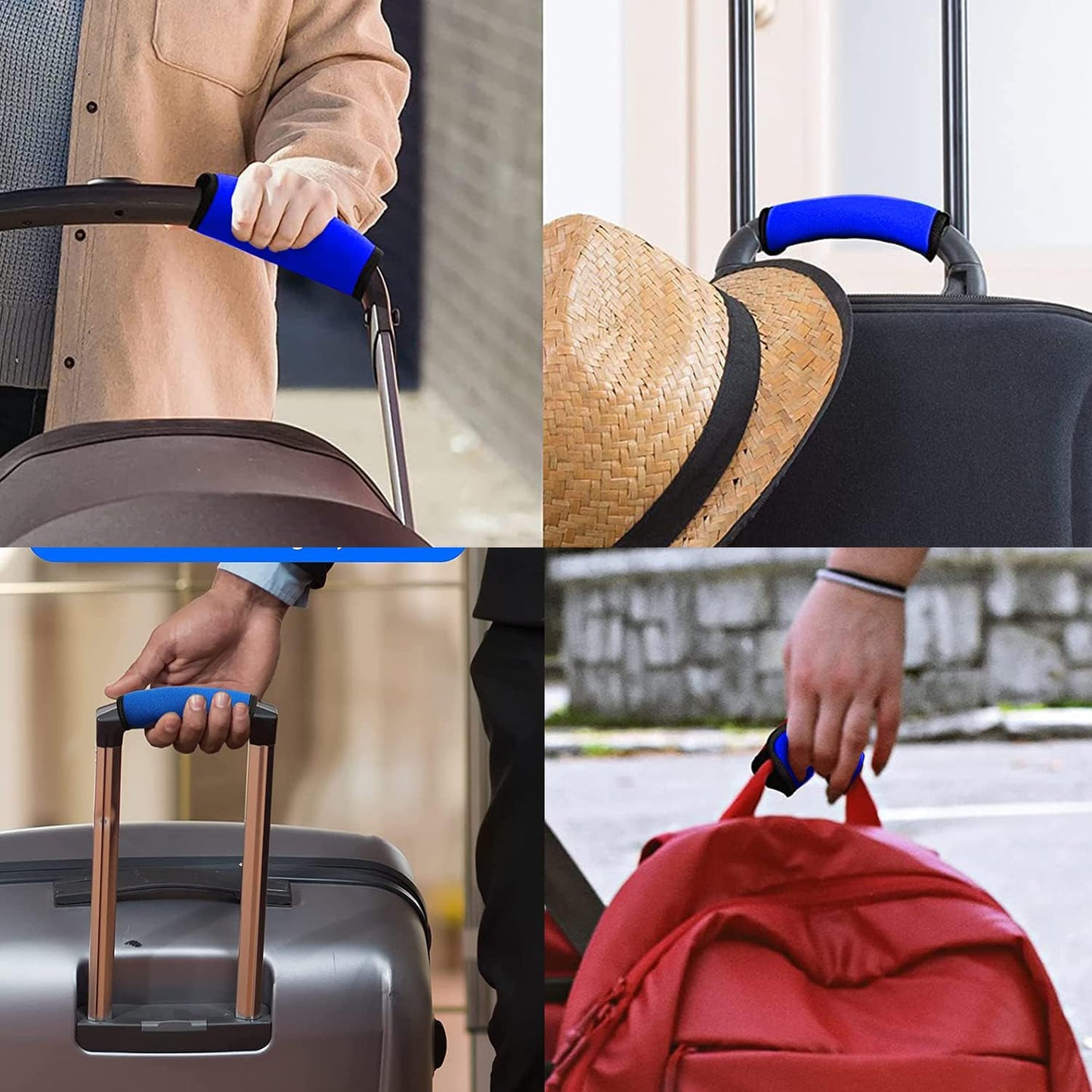 2 Pack Luggage Handle Wraps for Suitcase, Bright Color Comfort Soft Handle Covers (Blue)