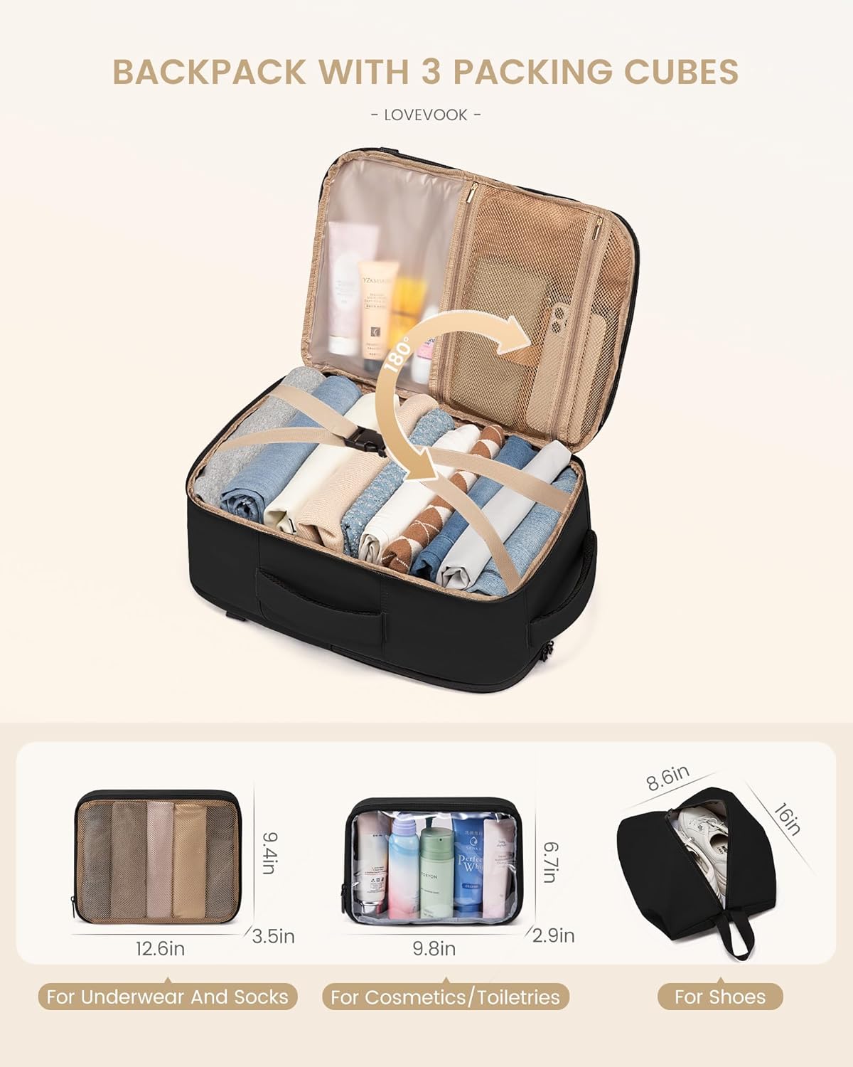 LOVEVOOK Travel Backpack for Women & Men, 60L Large Carry On Backpack Airline Approved, TSA
