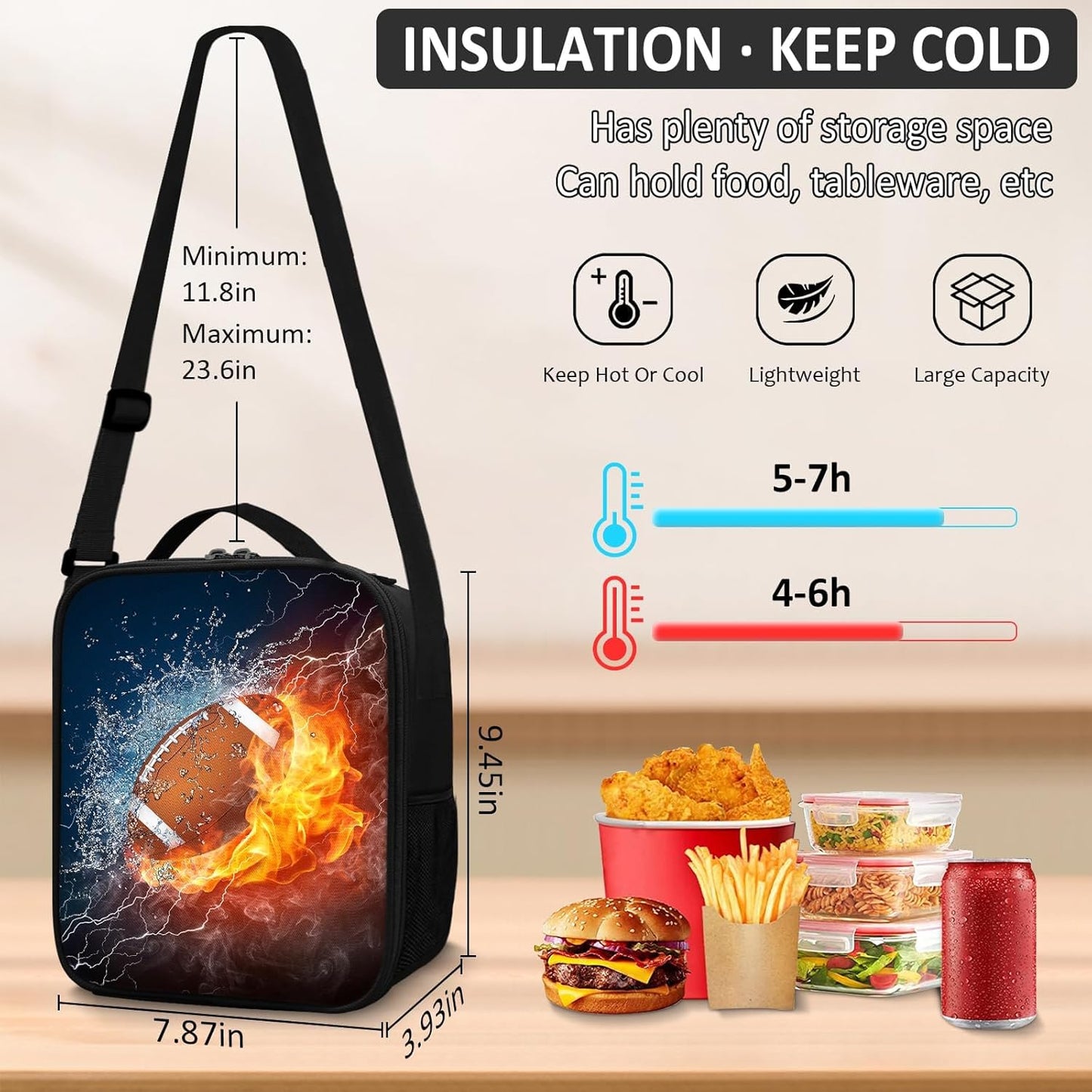 School Backpack for Boys - 4pcs Ameriacn Football Boys Backpack with Lunch Box and Pencil Case for Kids Children Teens Elementary Middle School - Students Bag for Ages 6-18,17″Bookbag Travel Back Pack