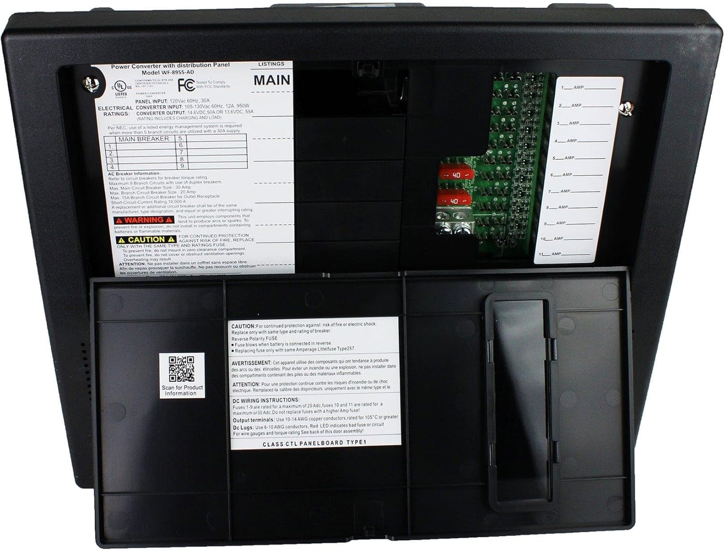 WFCO Genuine WF-8955-AD Power Center 55 Amp DC Output with Patented Auto Detect™ Technology Lead