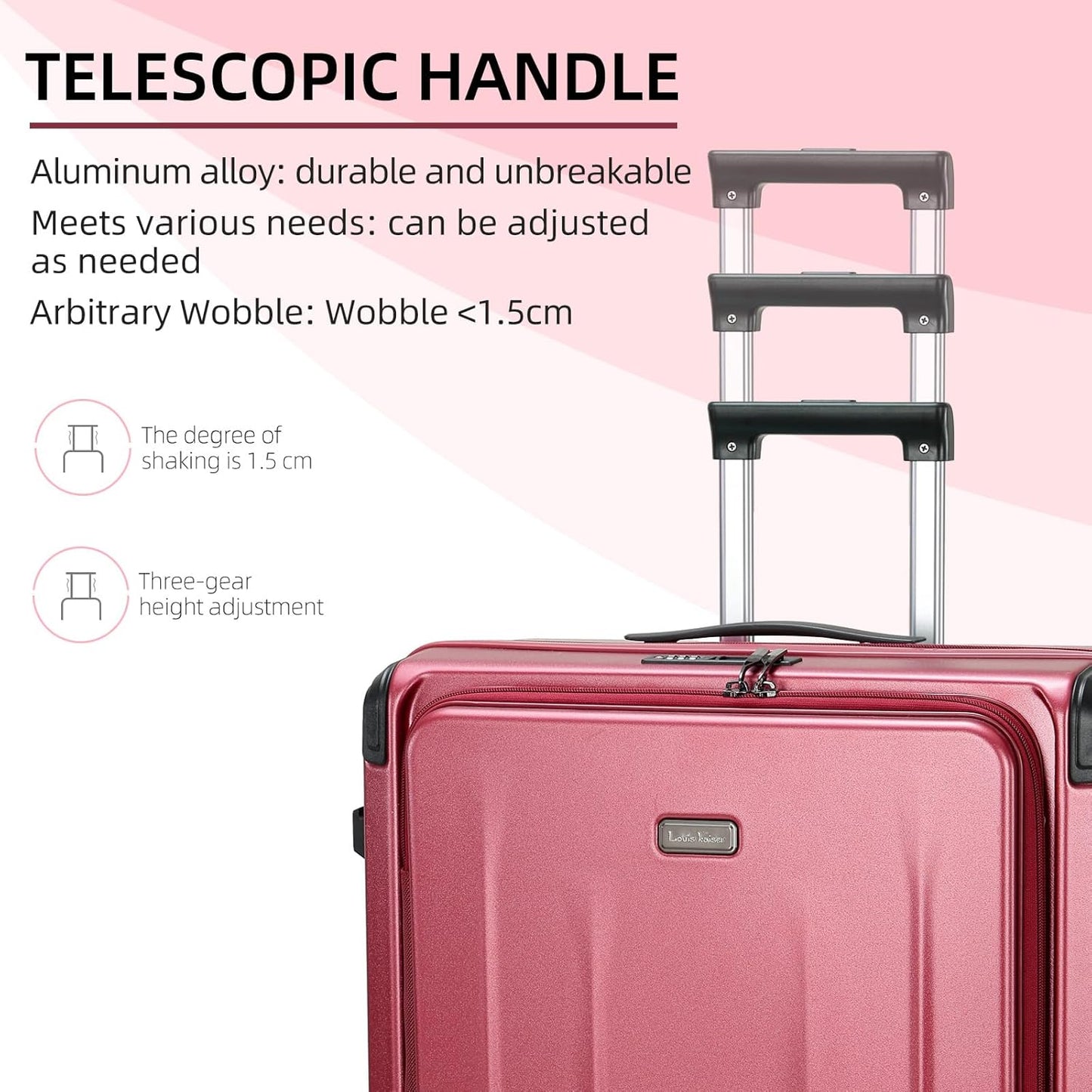 Premium Carry On Luggage, 20 Inch Top Opening Aluminum Frame Lightweight Airline Approved ABS+PC Hard Shell Suitcases with Silent Wheels, TSA Lock, Front Pocket and Wet-dry Separated Six-piece Set