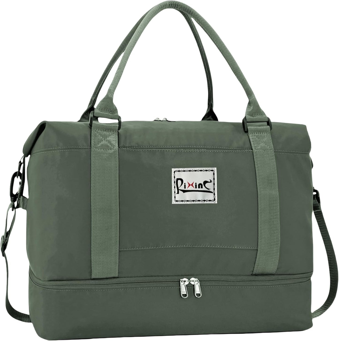 Large Travel Duffle Bag Weekender Bags for Women with Shoes Compartment, Travel Duffel Tote Carry on Overnight Bag for Travel Business Trips, Sport Yoga Gym Bag with Wet Pocket (Olive Green-A)