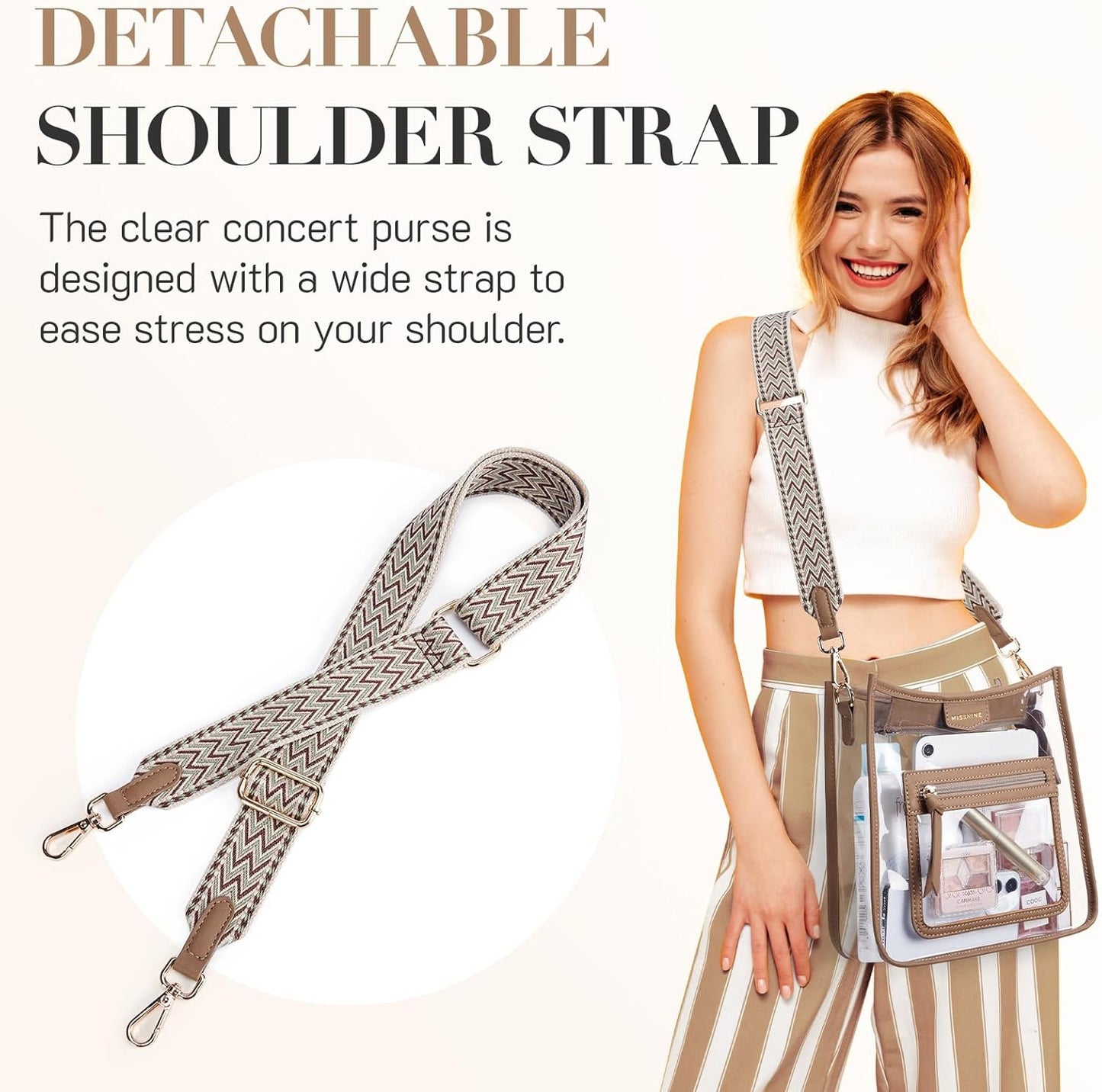 Missnine Clear Crossbody Bags for Women Stadium Approved Clear Purse for Concert Transparent