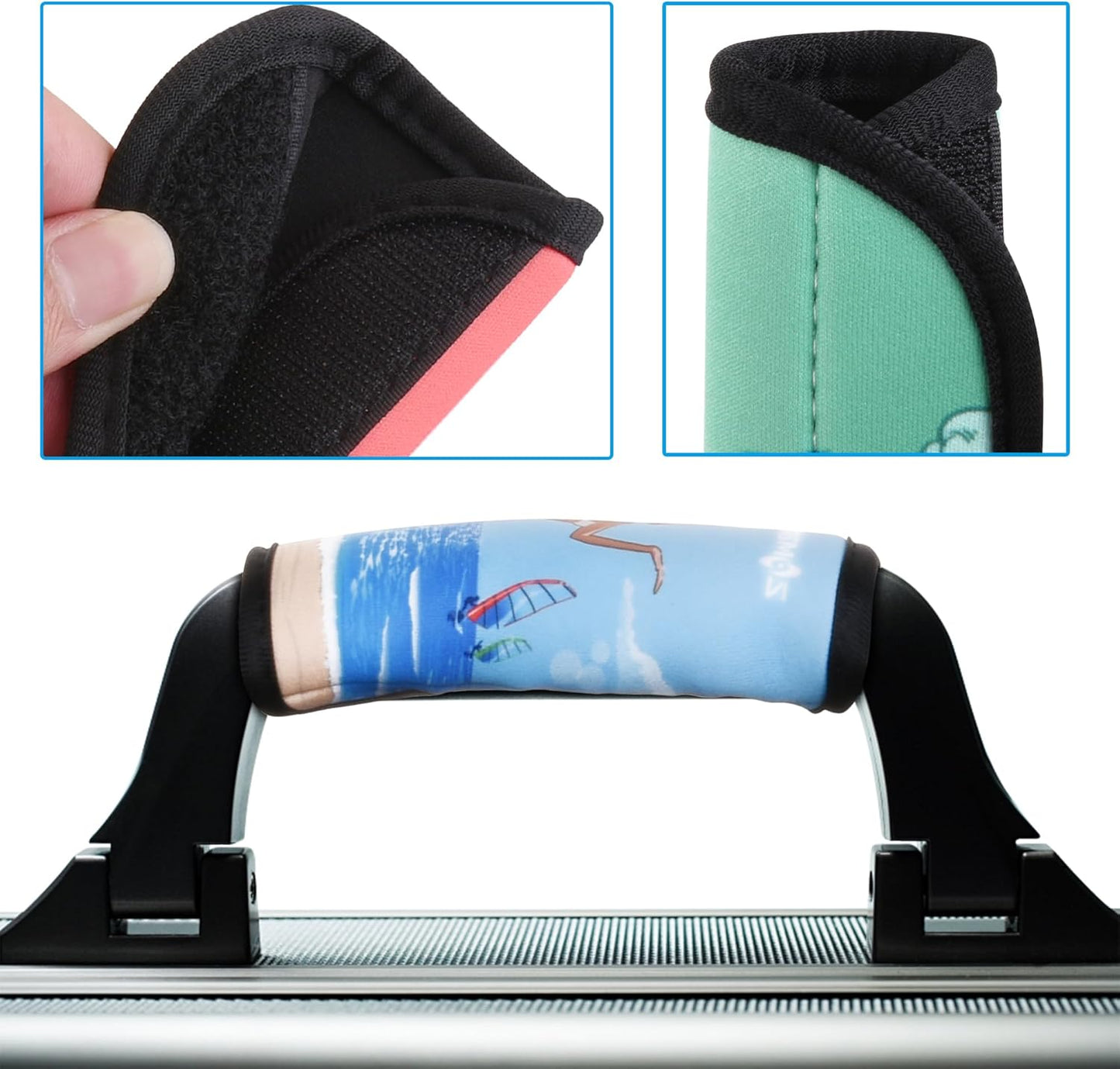Cosmos 5 Pcs Luggage Handle Wraps Soft Neoprene Grip Handle Cover Detachable Luggage Identifier for Luggage Suitcase Travel Bag Trolley Case Travel Accessories (Summer Sun Pattern (5 Pcs))