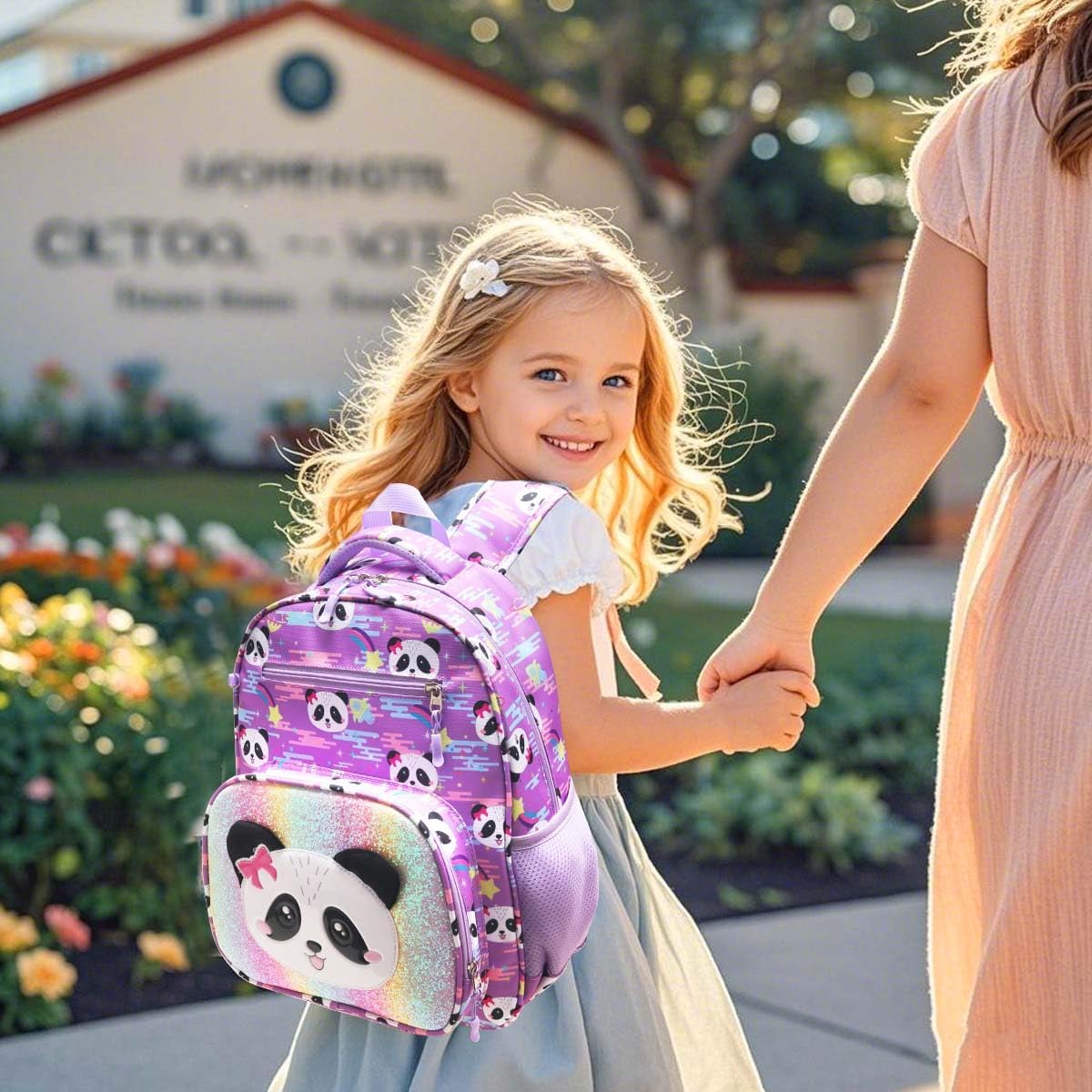 RHCPFOVR Girls Backpack for Elementary School, Backpack for Girls 5-8, Lightweight Kids Backpacks