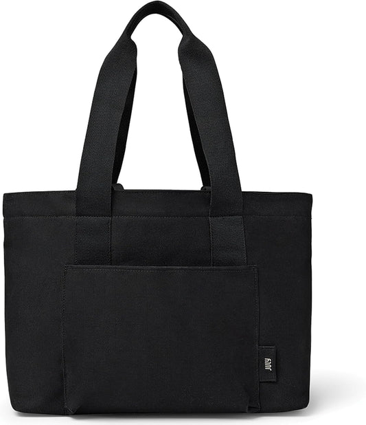 Everyday Large Tote Bag for Women with Laptop Sleeve, Pass-Through Band, Luggage Sleeve, Drink Bottle Holder, Simple Modern Tote Bag for Travel, Work, Commute & Daily Use - 22L - Black