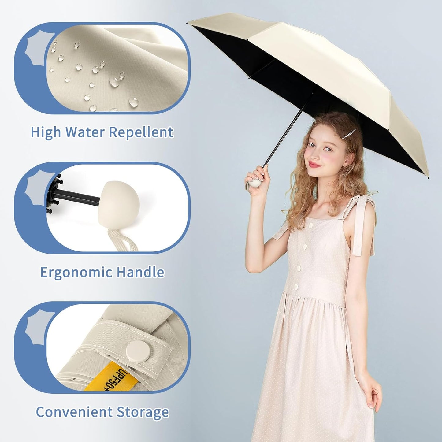 Yoobure Travel Umbrella Portable Compact Umbrellas, Pocket Mini for Purse, Umbrellas for UV Sun &
