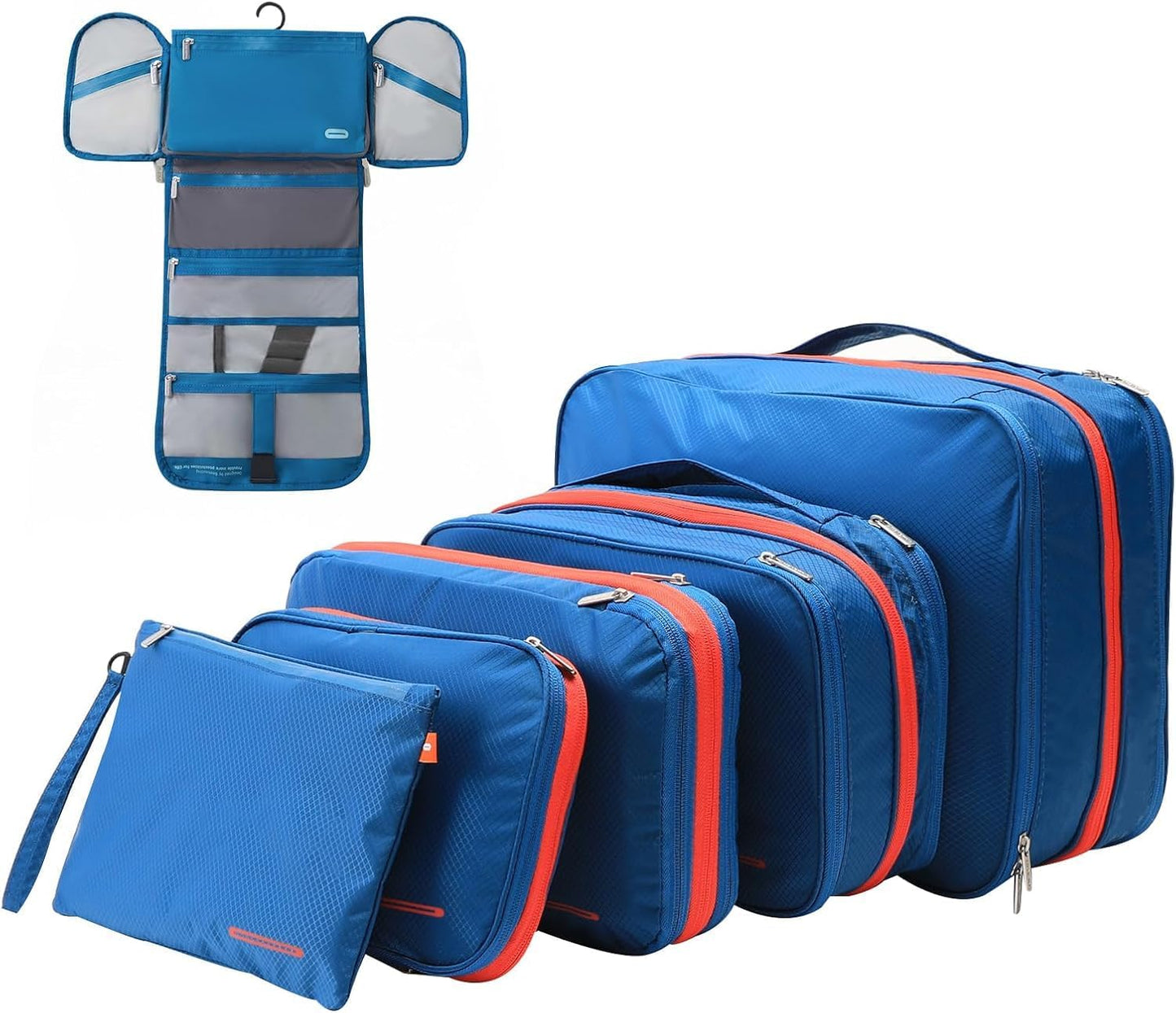 Bee Nesting BeeNesting Waterproof Compression Packing Cubes 5/6/8 sets, Large Travel Packing organizers for Carry on Luggage, 2 Sides Expandable Storage Bags