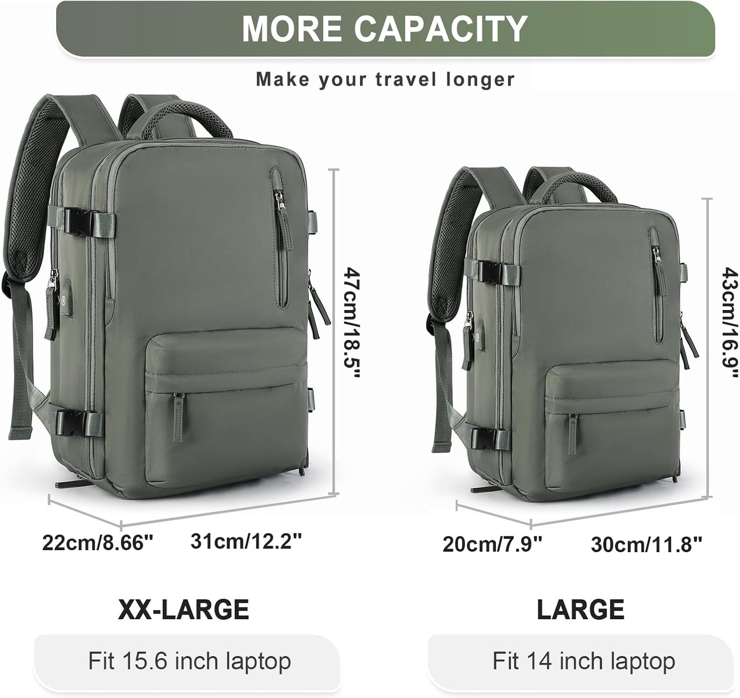 WONHOX Large Travel Backpack Carry on Flight Approved Laptop Work Business Backpack for Women Men Mochila de Viaje