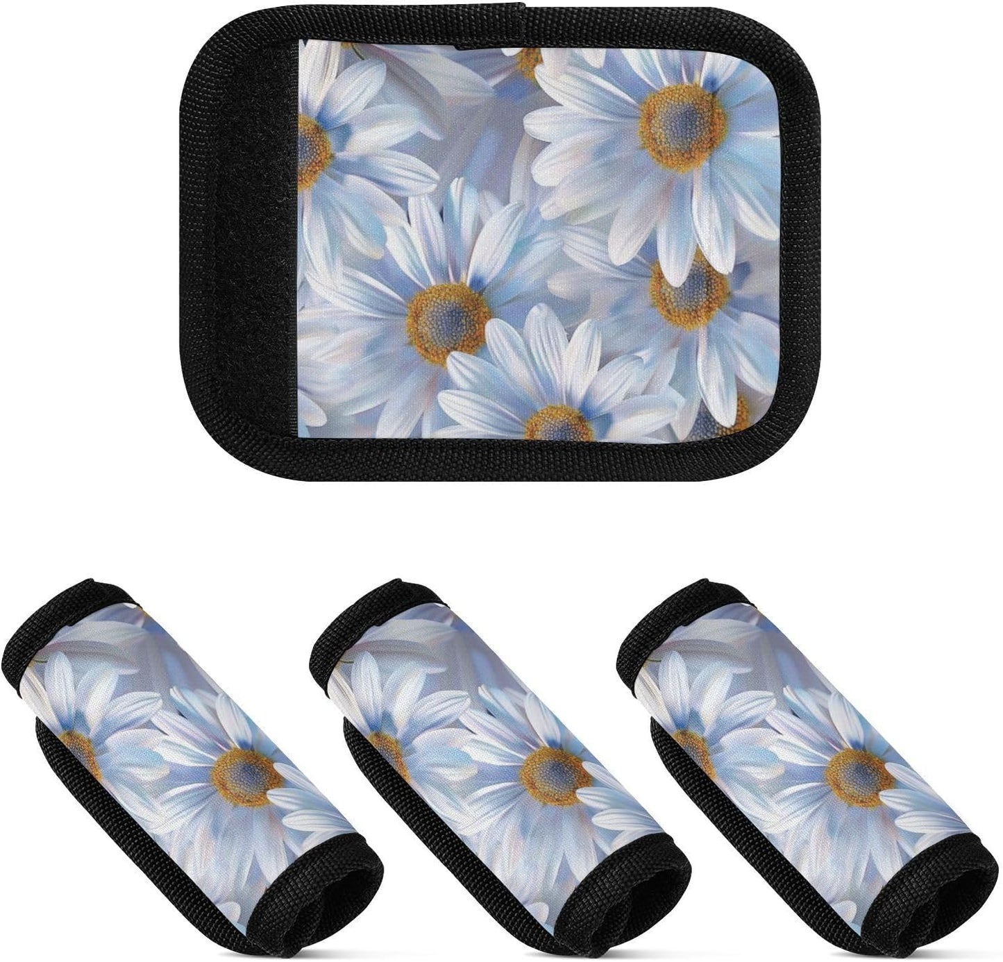 2Pcs Luggage Handle Wrap Suitcase Identifier Handle Covers Tags Soft Travel Bags Luggage Handle Gripper Accessories for Airplane Flying Daisy