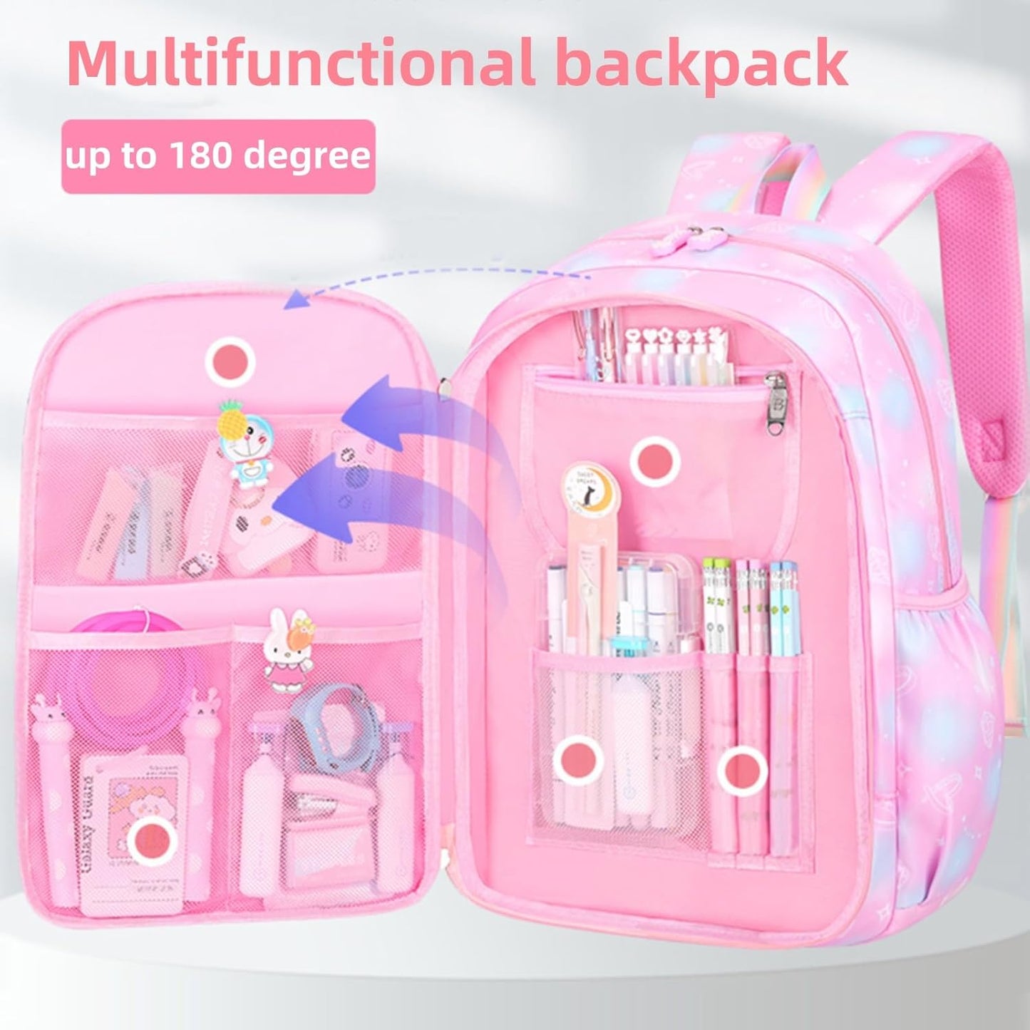 Girls Backpack,Kids Backpack for Girls Lightweight with Compartment,Girls Bookbag for Elementary Primary School(Purple)