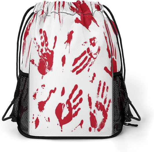 Hand Drawstring Backpack Gym Bag With Shoe Compartment String Bag Sport Beach Swimming Sackpack For Women Men