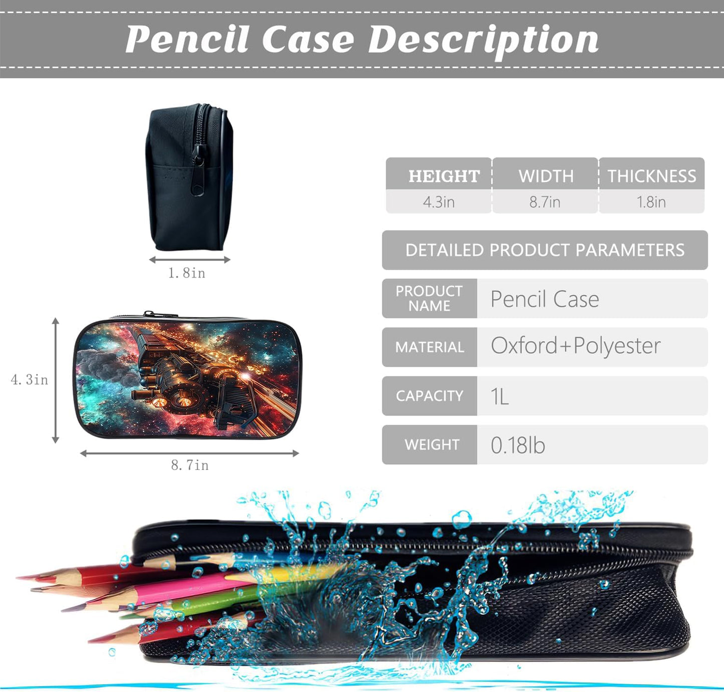 Klymax Outer Space Train Backpack Galaxy Steam Engine Kids Schoolbag with Lunch Box Bag Pencil Bag 3pcs Bookbag Sets for Boys Girls