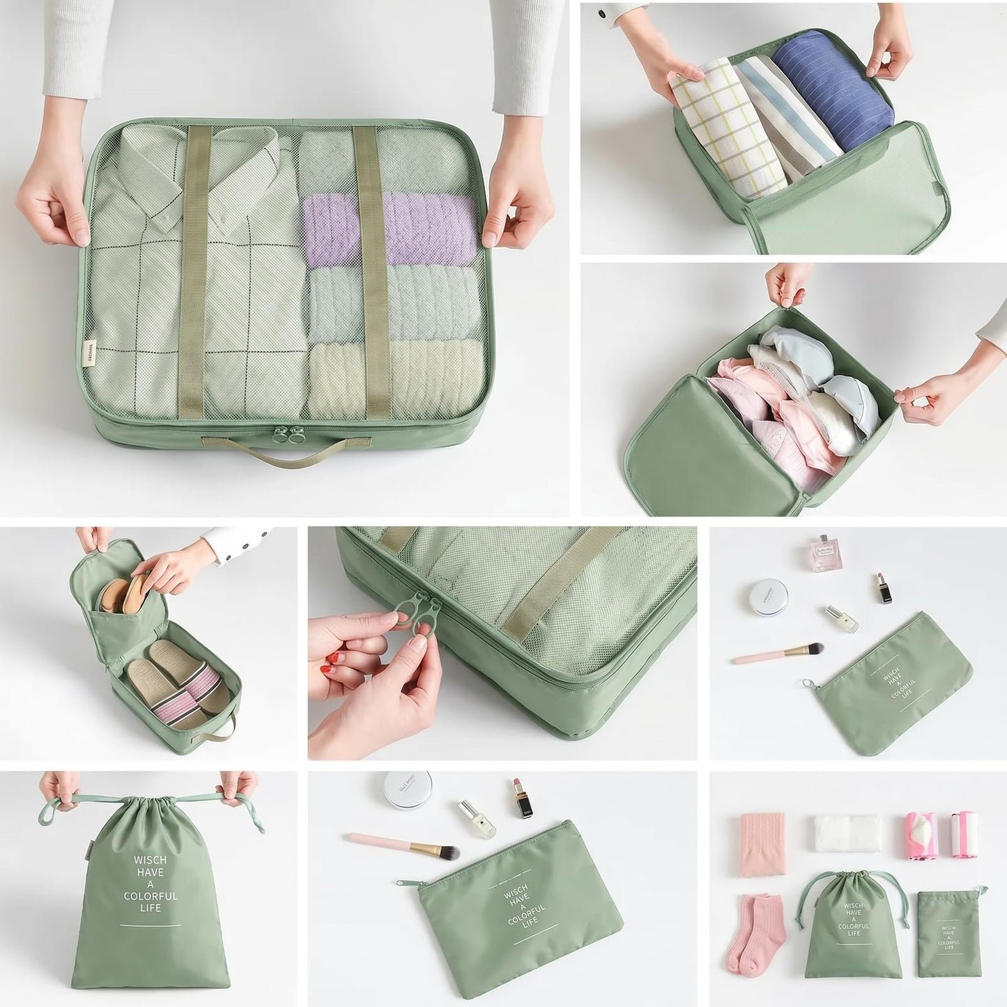 LANSKLBD 6/8 Set Packing Cubes for Suitcases Travel Luggage Packing Organizers,Travel Accessories