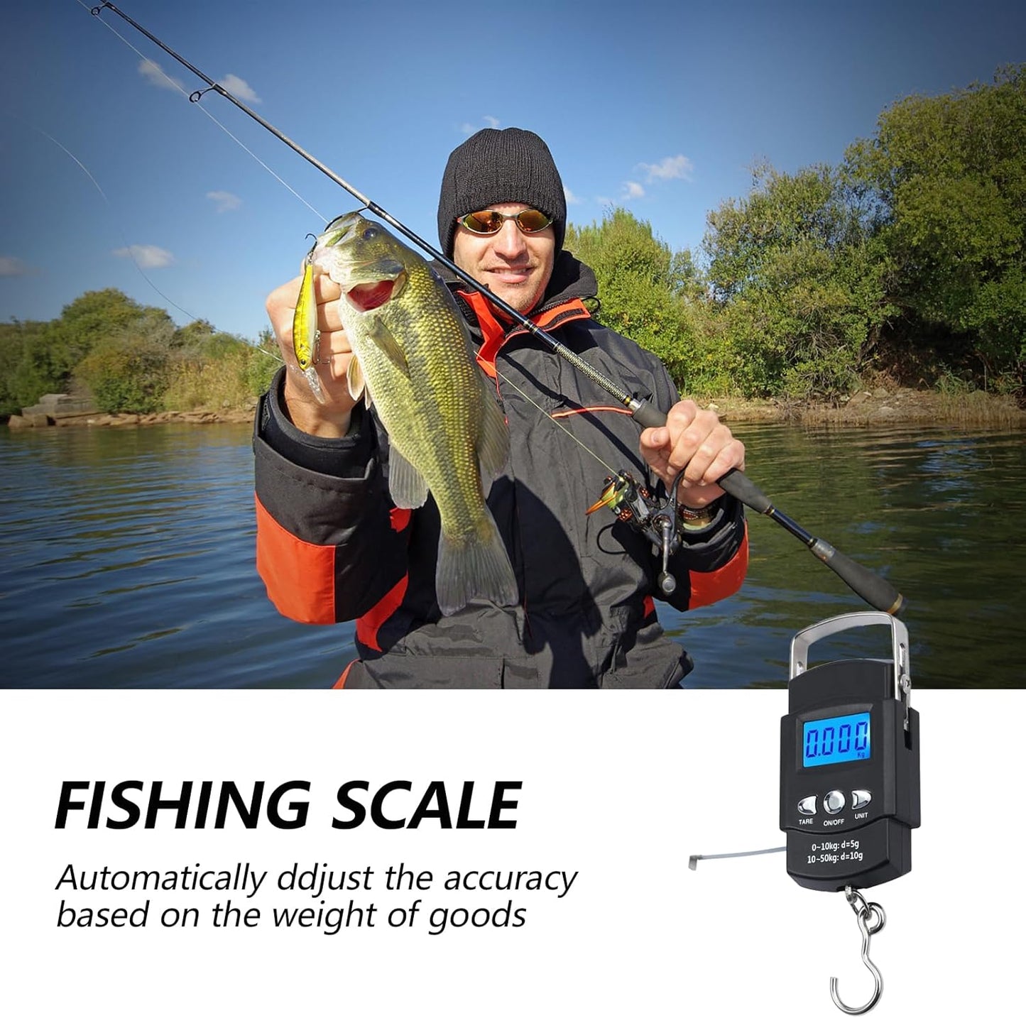 Portable Luggage Scale Electronic Weighing Digital Scale Fishing Hanging Hook Scale Tool Fishing for Men Women