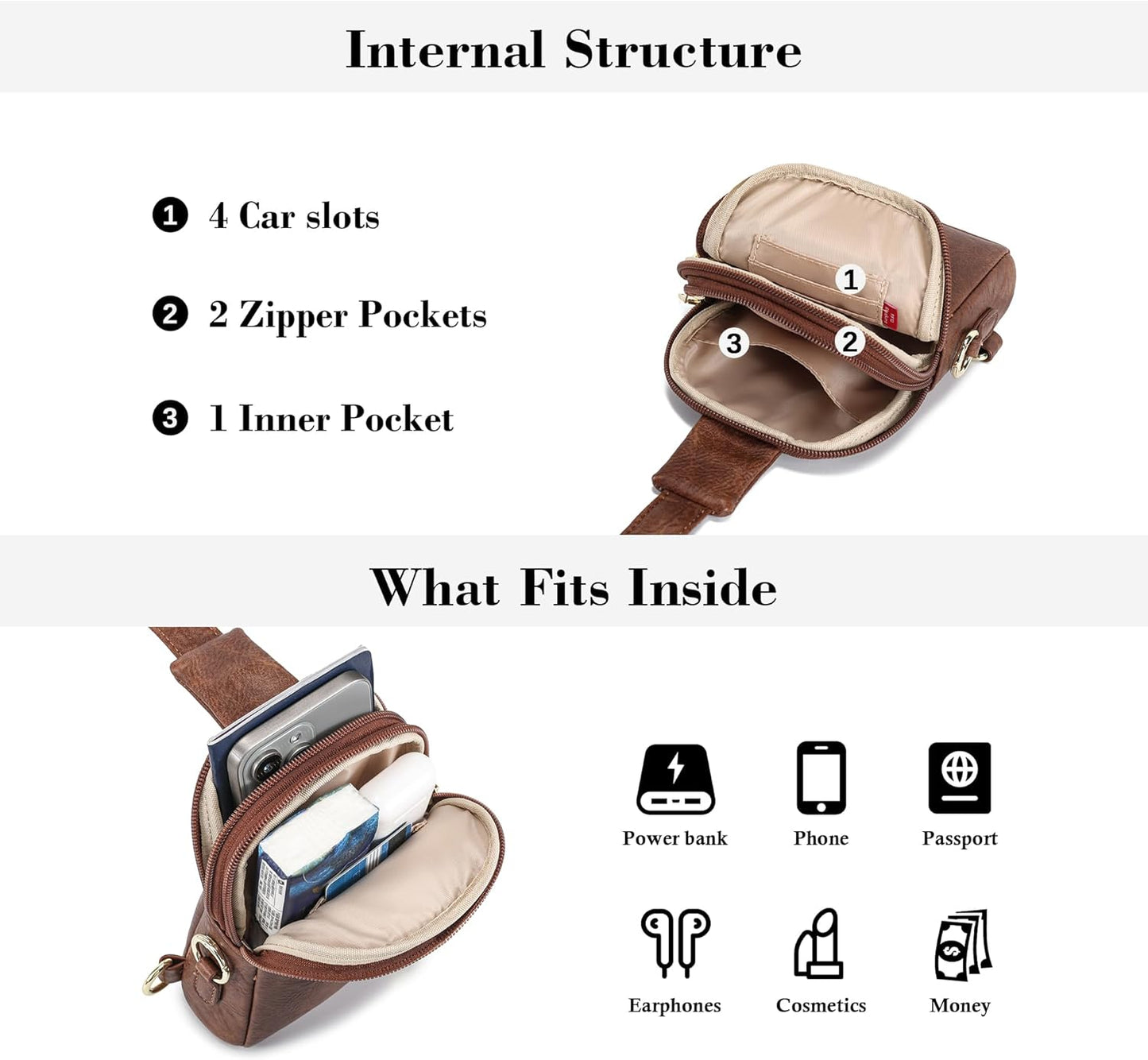 INICAT Travel Small Sling Bag Faux Leather Crossbody Bags Women Cross Body Bag Purses for Woman
