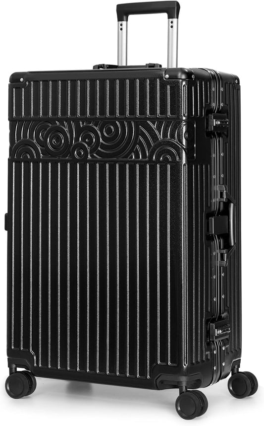 Krute Luggage 24 inch Aluminum Frame Suitcase with Spinner Wheels Zipperless Checked Luggages PC+ABS Hardside Suitcase with TSA Lock